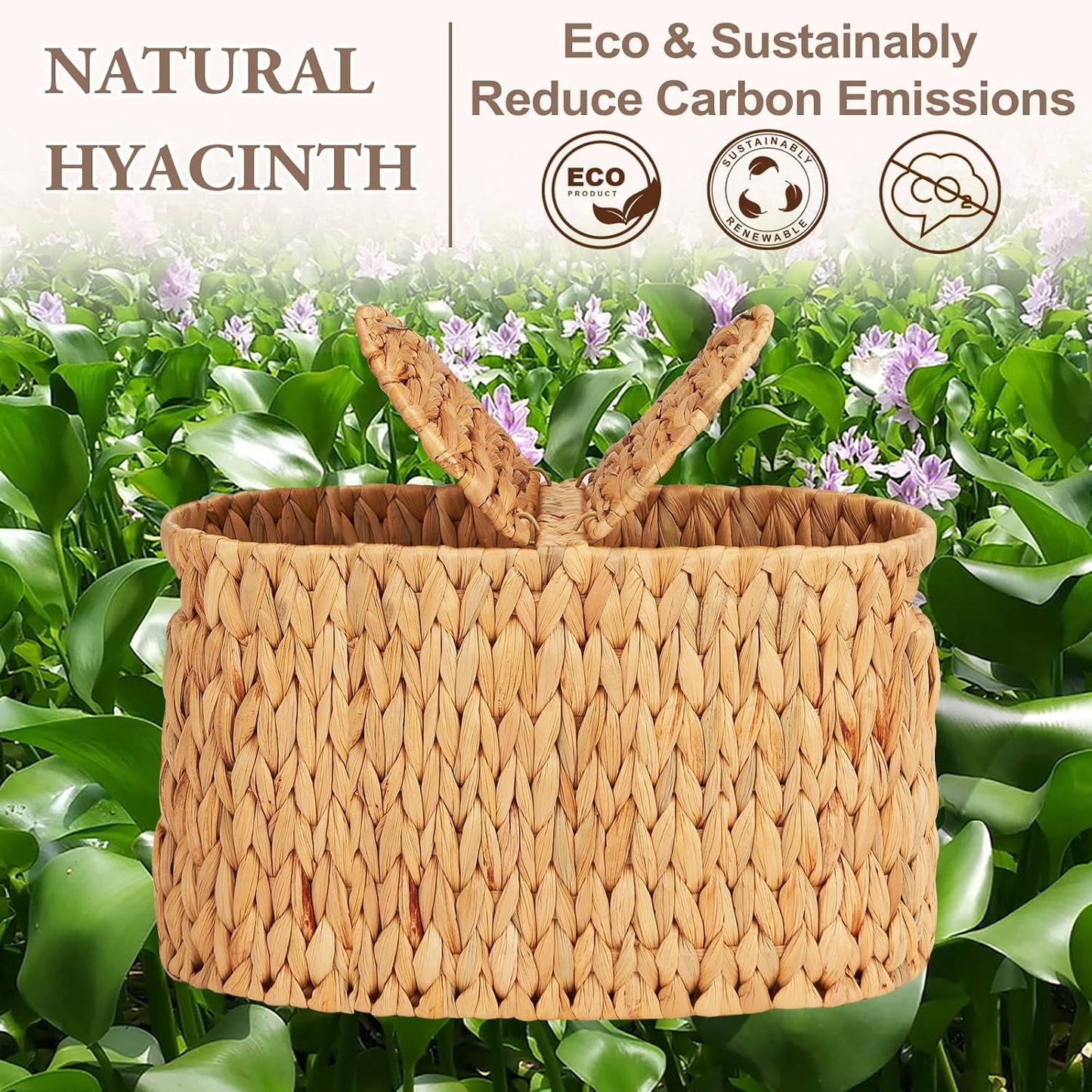 FairyHaus Wicker Toilet Paper Storage Basket with Lid & Handles, 6 Rolls Handwoven Toilet Paper Holder with Storage