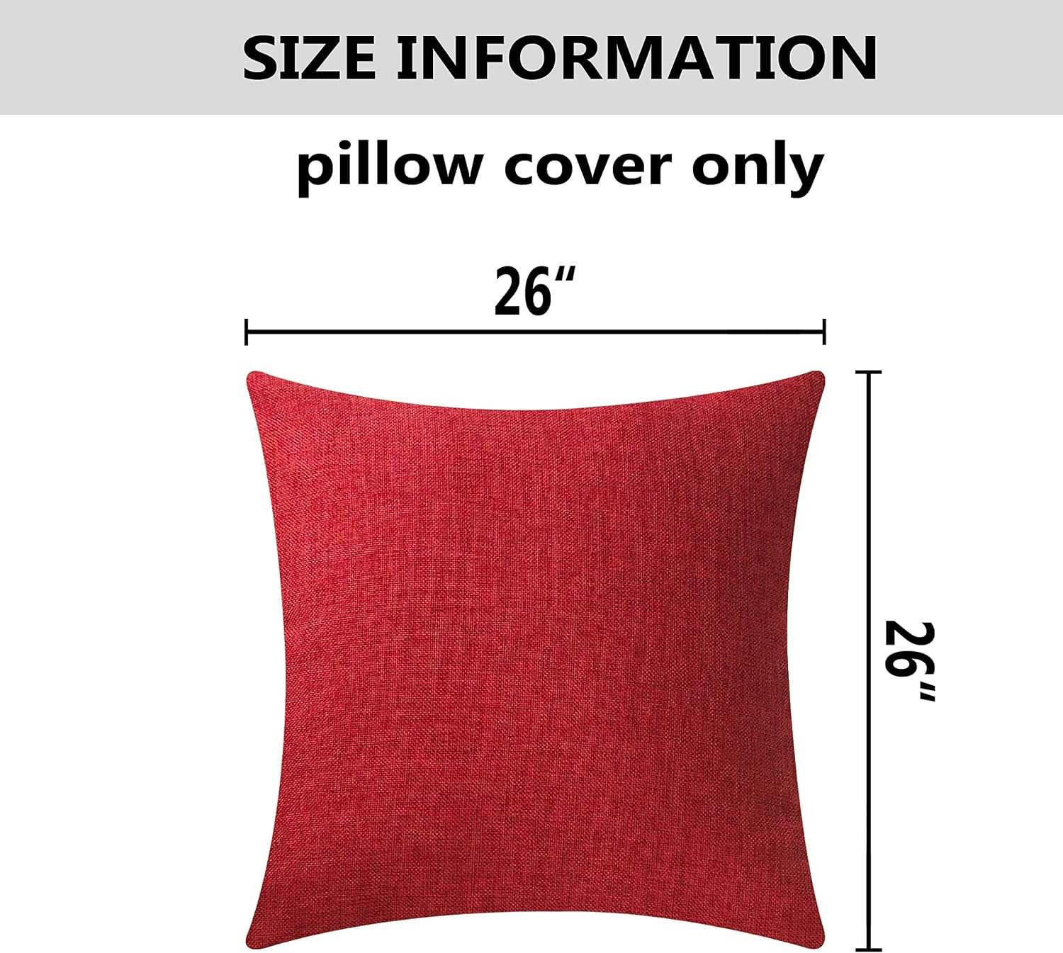 Throw Pillow Cover Linen Decorative Euro Sham Pillow Cover / 26 x 26 / Burgundy / Red