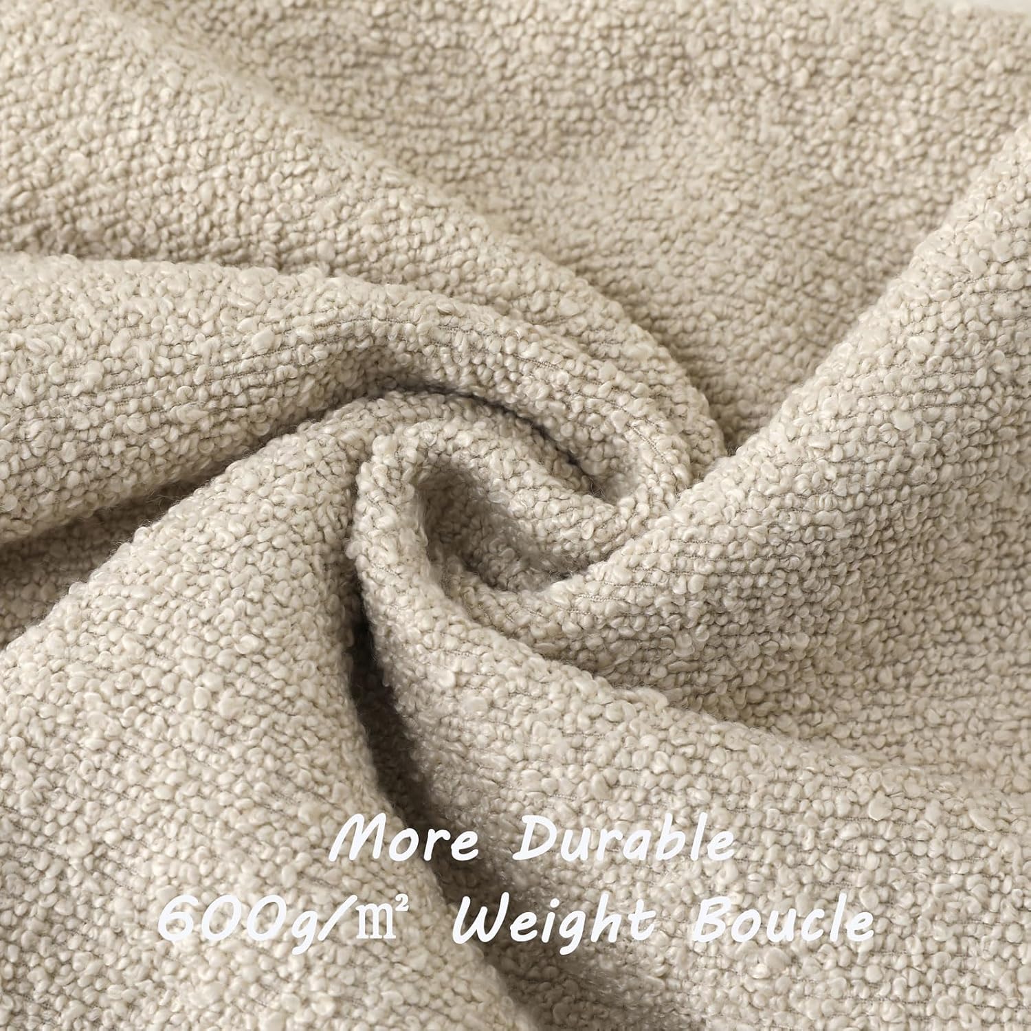 Decorative Throw Pillow Covers Soft Solid Boucle Textured Cushion Case / Beige / 18 x 18 / Set of 2