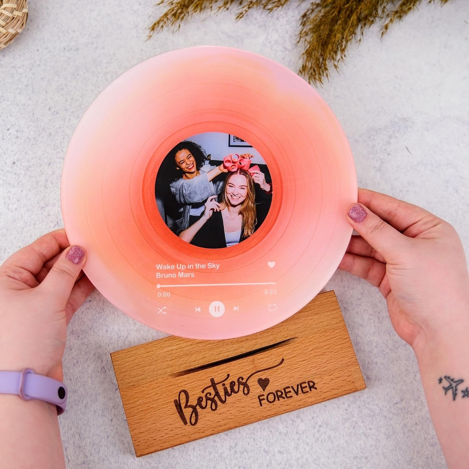 bonibom Personalized Vinyl Record with Photo - Custom Acrylic Song Plaque - Unique Gifts for Anniversary, Wedding
