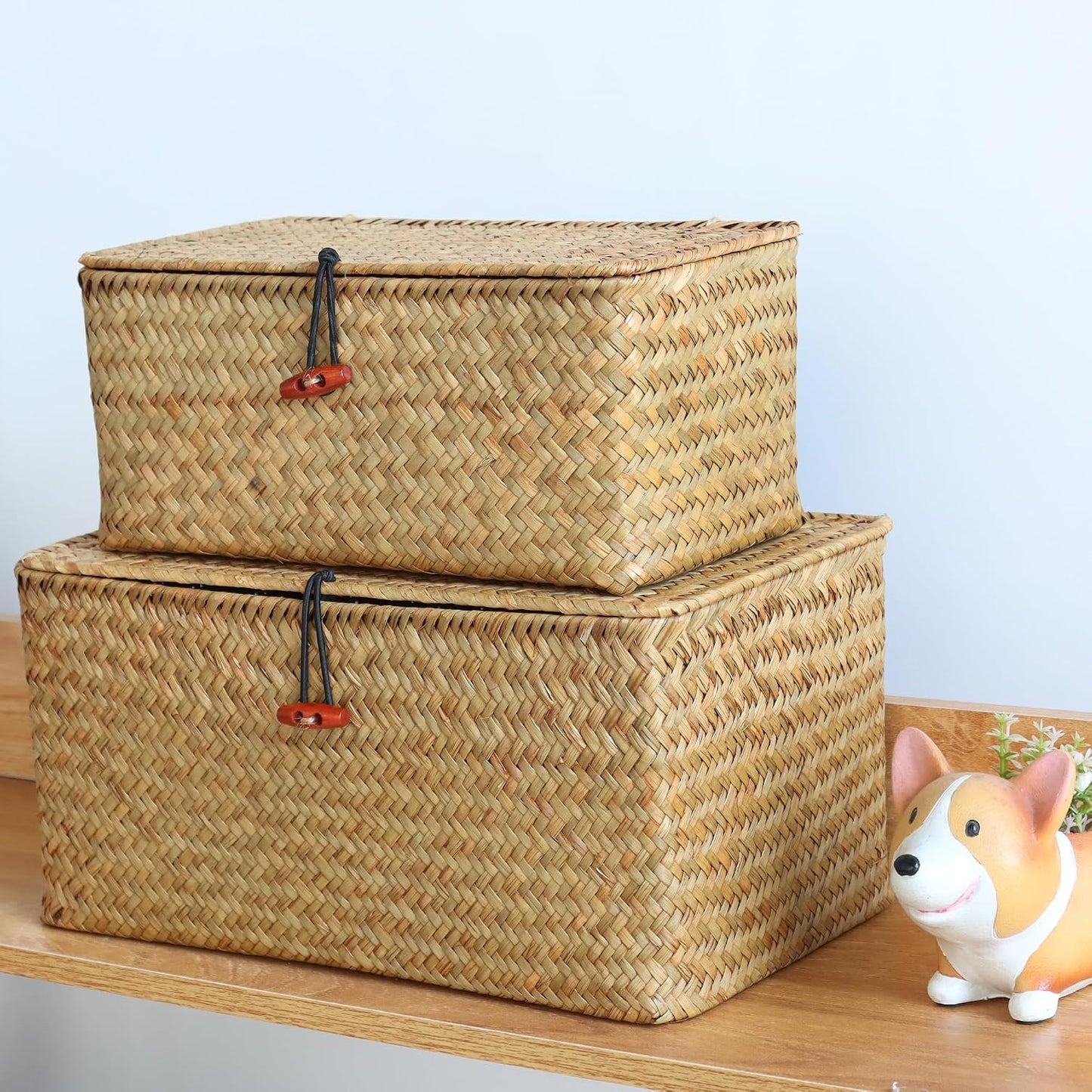 Wicker Shelf Baskets / Natural / Set of 3
