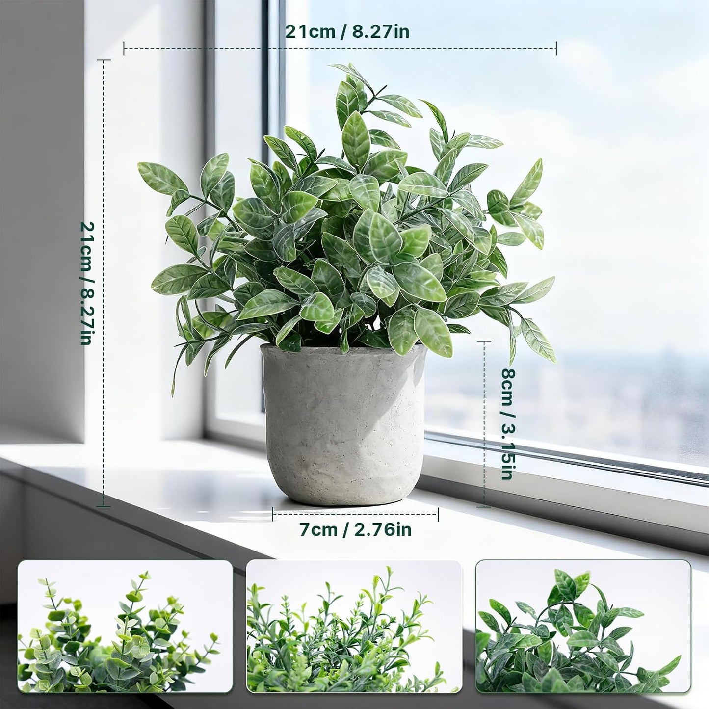 Potted Artificial Plants / A Sage Green / Set of 3