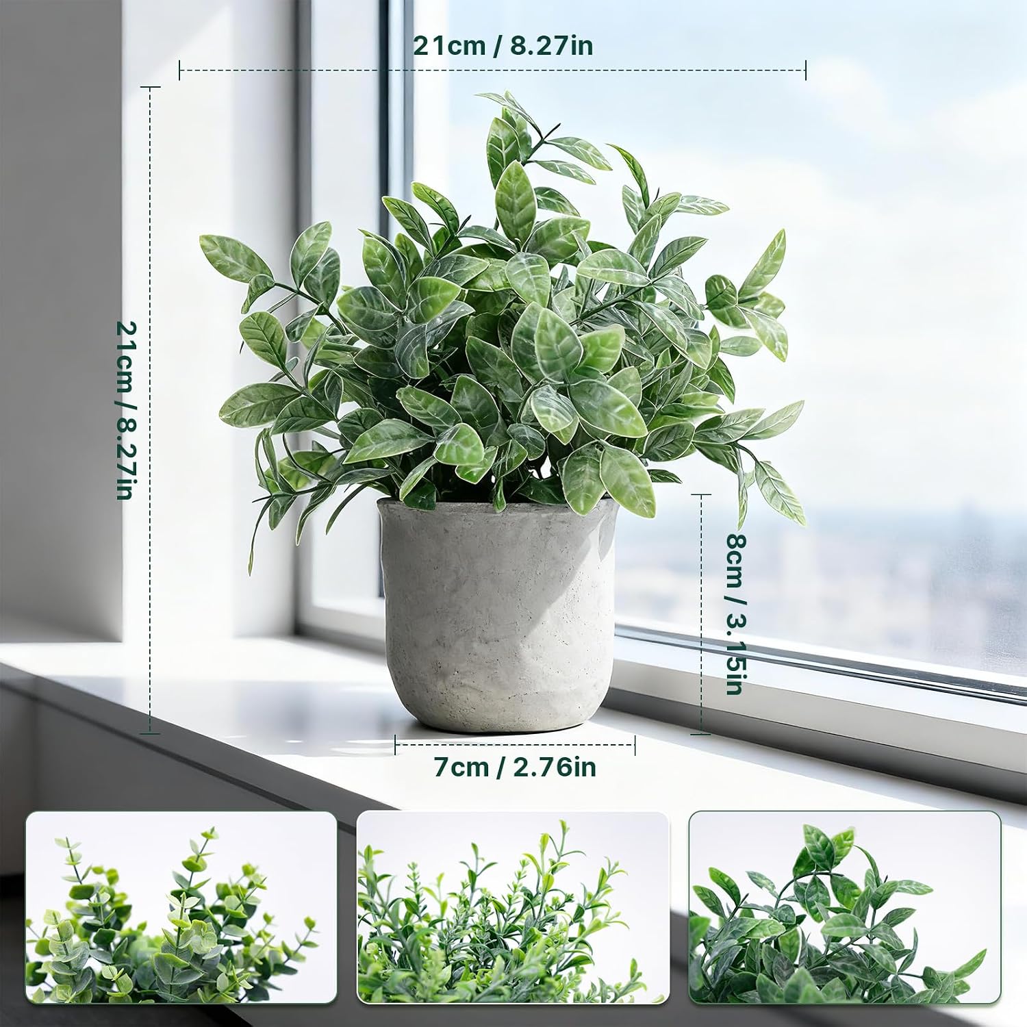 Potted Artificial Plants / A Sage Green / Set of 3