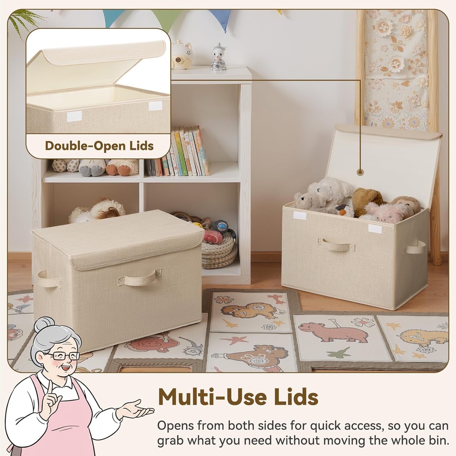 Closet Storage Bins / Khaki / Extra Large / Set of 2