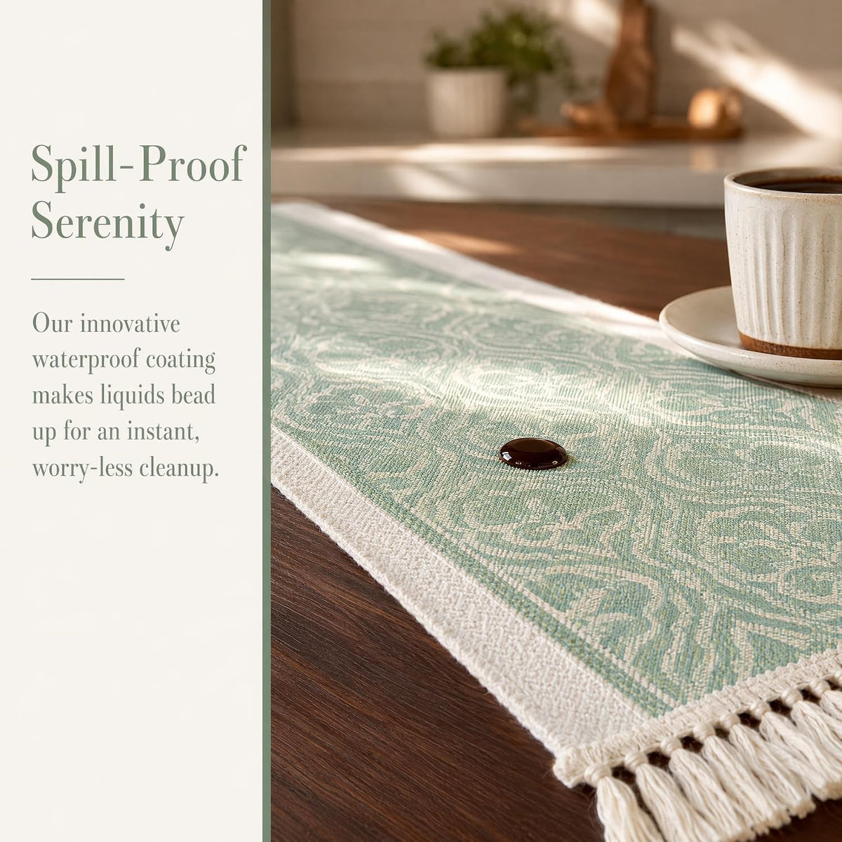 14x138 Botanical Table Runner Waterproof Floral Vine Boho Tassels | Planning a rustic wedding or banquet? This