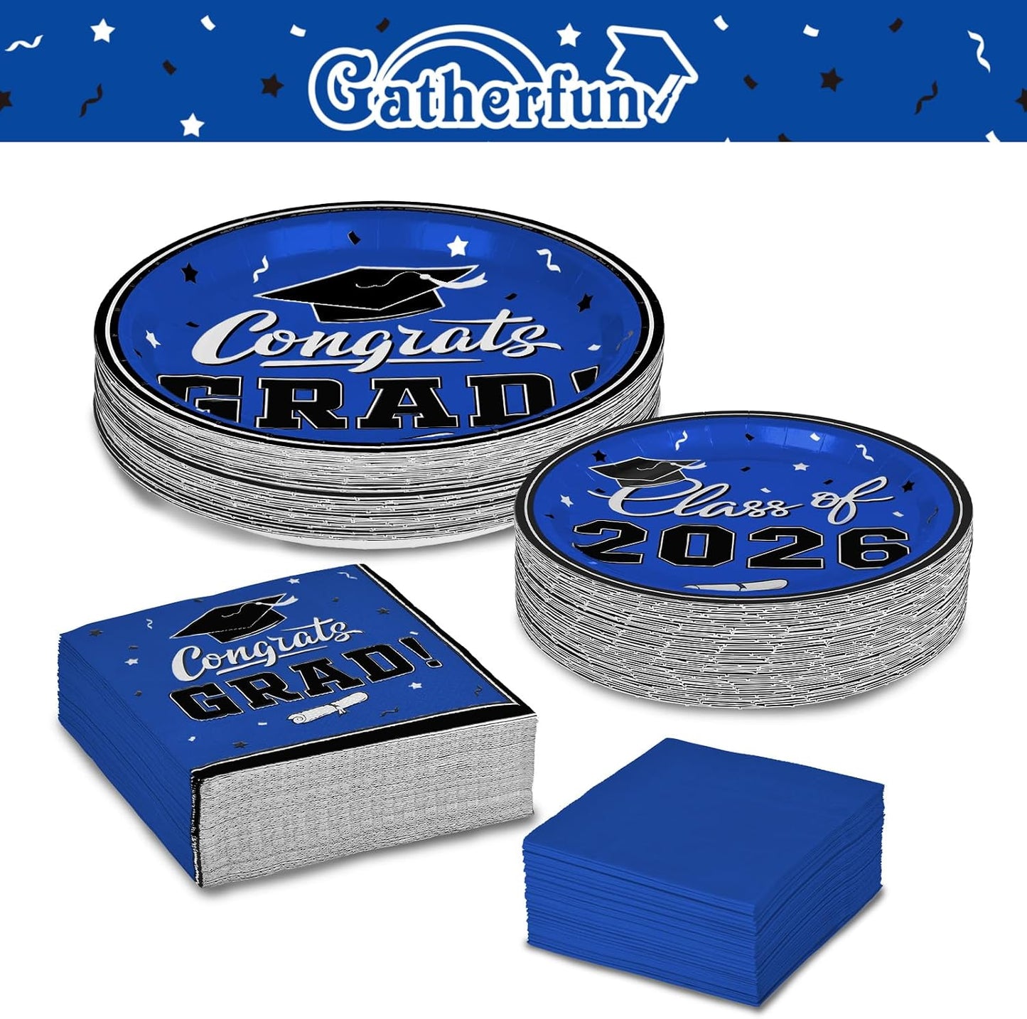 Graduation decorations 2026 Graduation Plates and Napkins Disposable Paper Plates Luncheon / Blue