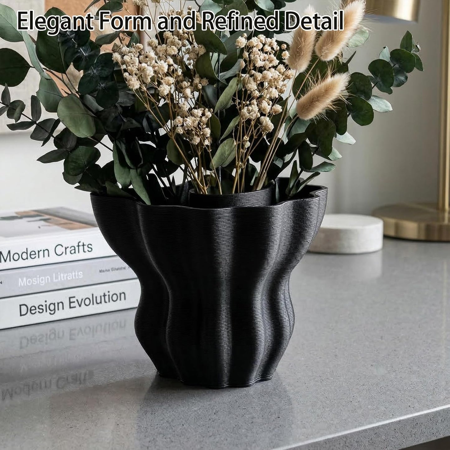 Contemporary Black Ceramic Vase / Black-c, 5.5 Inch