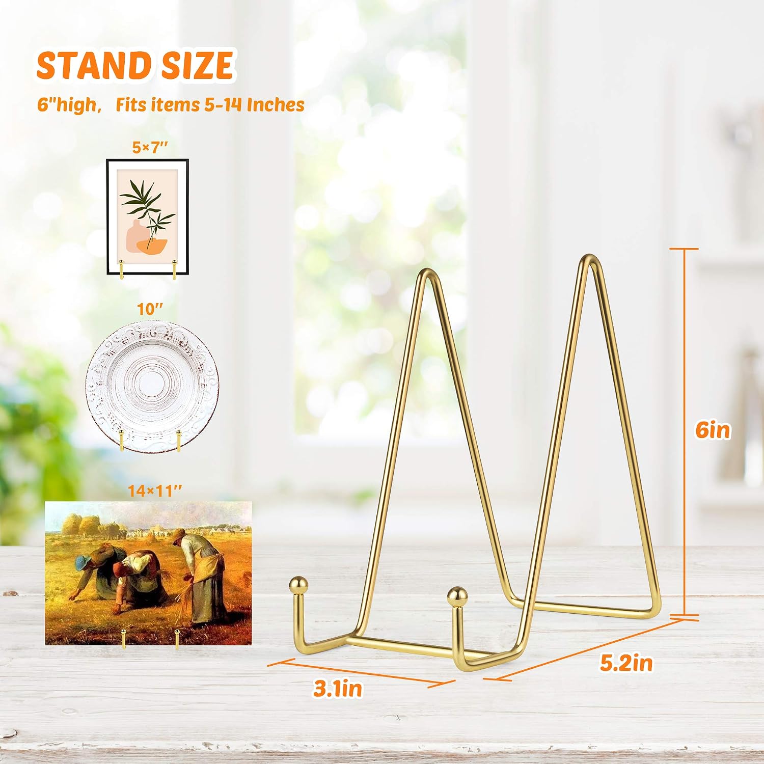 Metal Square Wire Easel Stand / Gold / 6 Inch / Set of 2