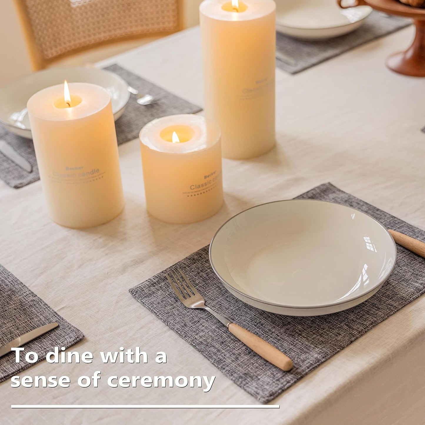 Home Brilliant Linen Placemats Set of 6 Heat Resistant Washable Placemats for Parties Buffet Dinner, 13 x 19 inches