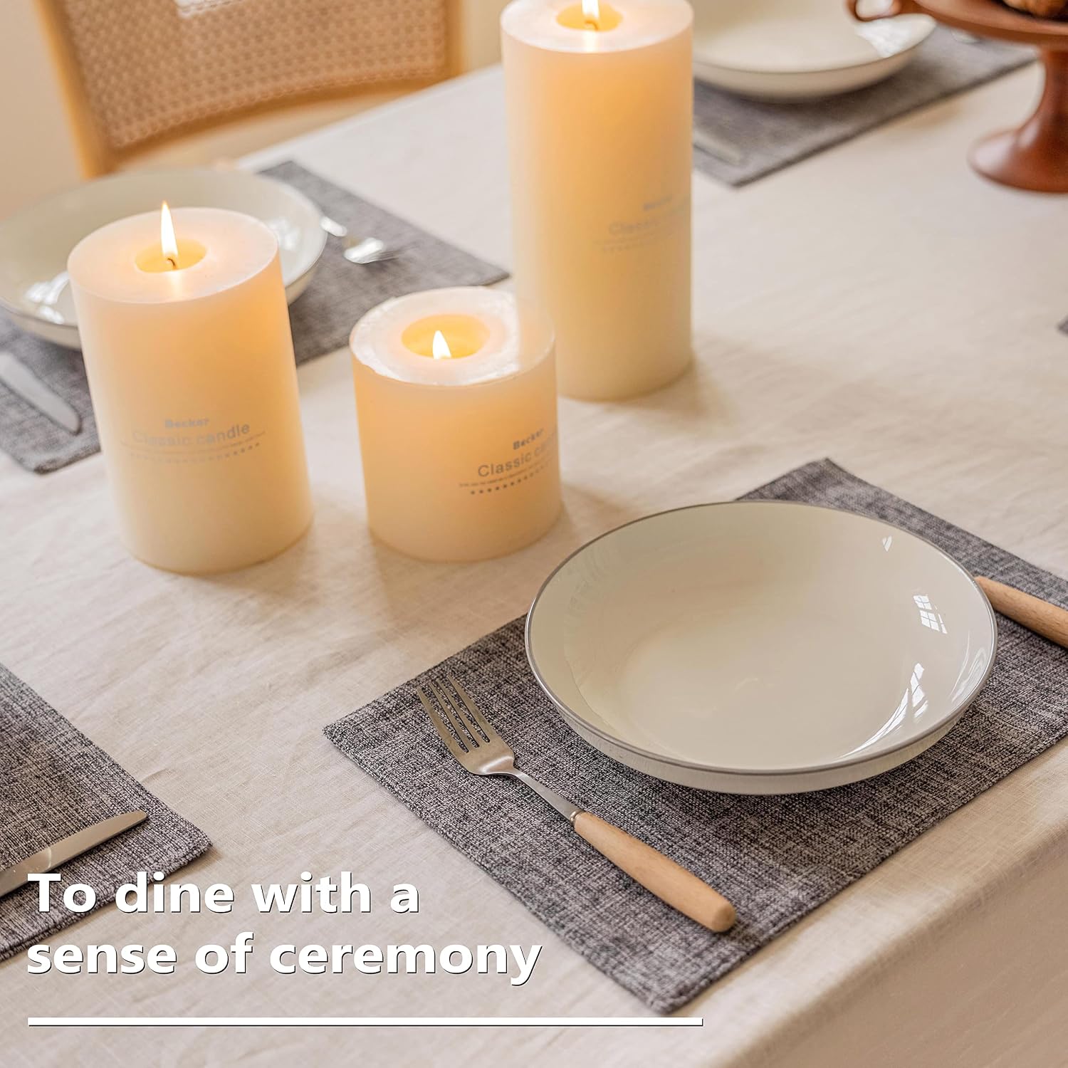 Home Brilliant Linen Placemats Set of 6 Heat Resistant Washable Placemats for Parties Buffet Dinner, 13 x 19 inches