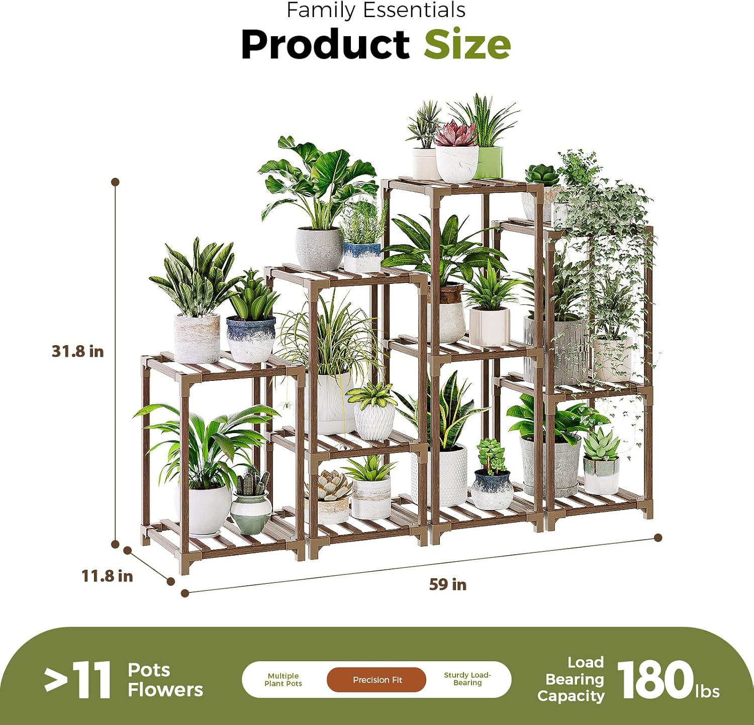 Bamworld Plant Stands Indoor 4 Sets Plant Shelves Outdoor | Wooden Plant Holder for Multiple Plants Flower Stands for