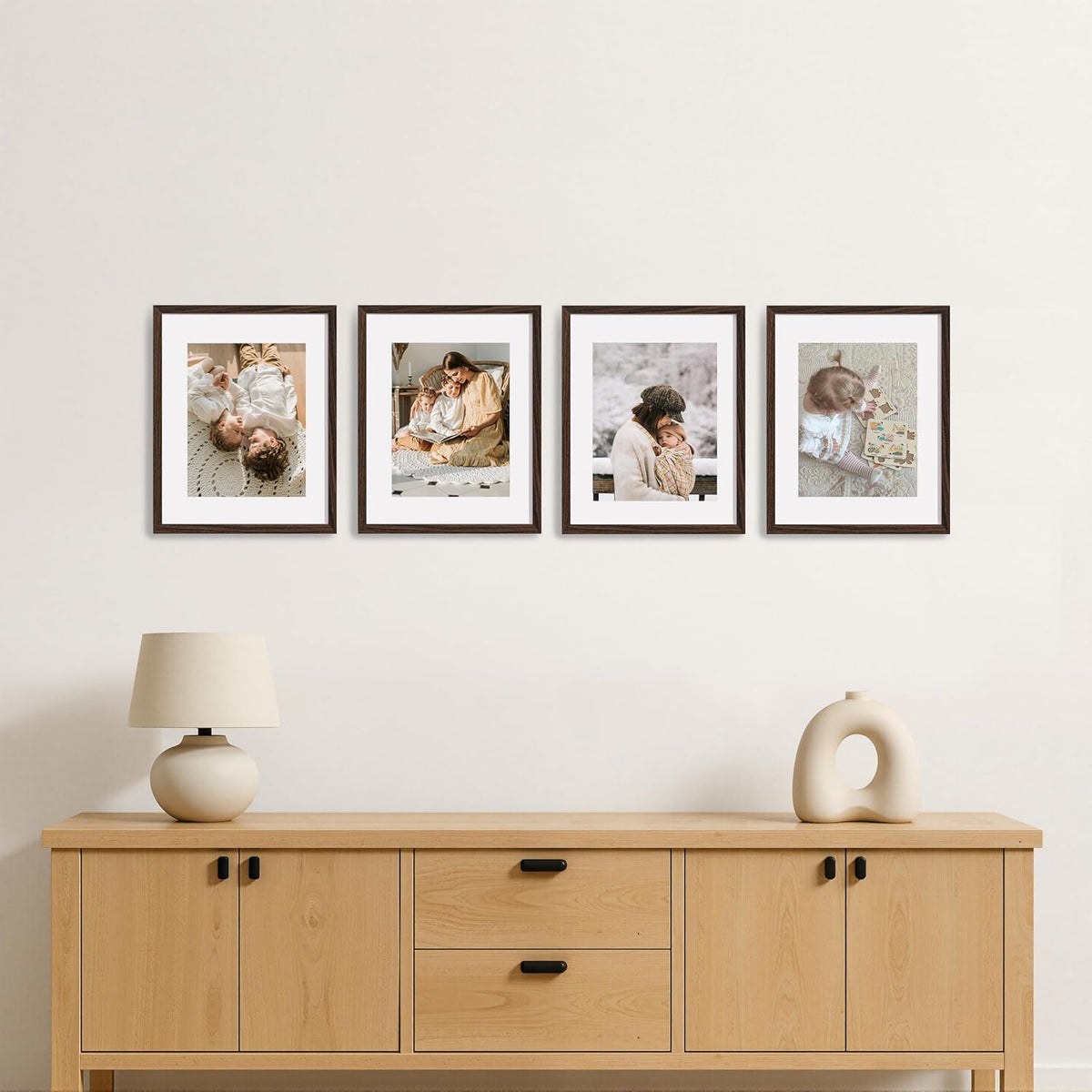 eletecpro 11x14 Picture Frames, Acrylic Cover, Walnut Brown, Set of 10 | Display Photo 8x10 with Mat or 11x14 without