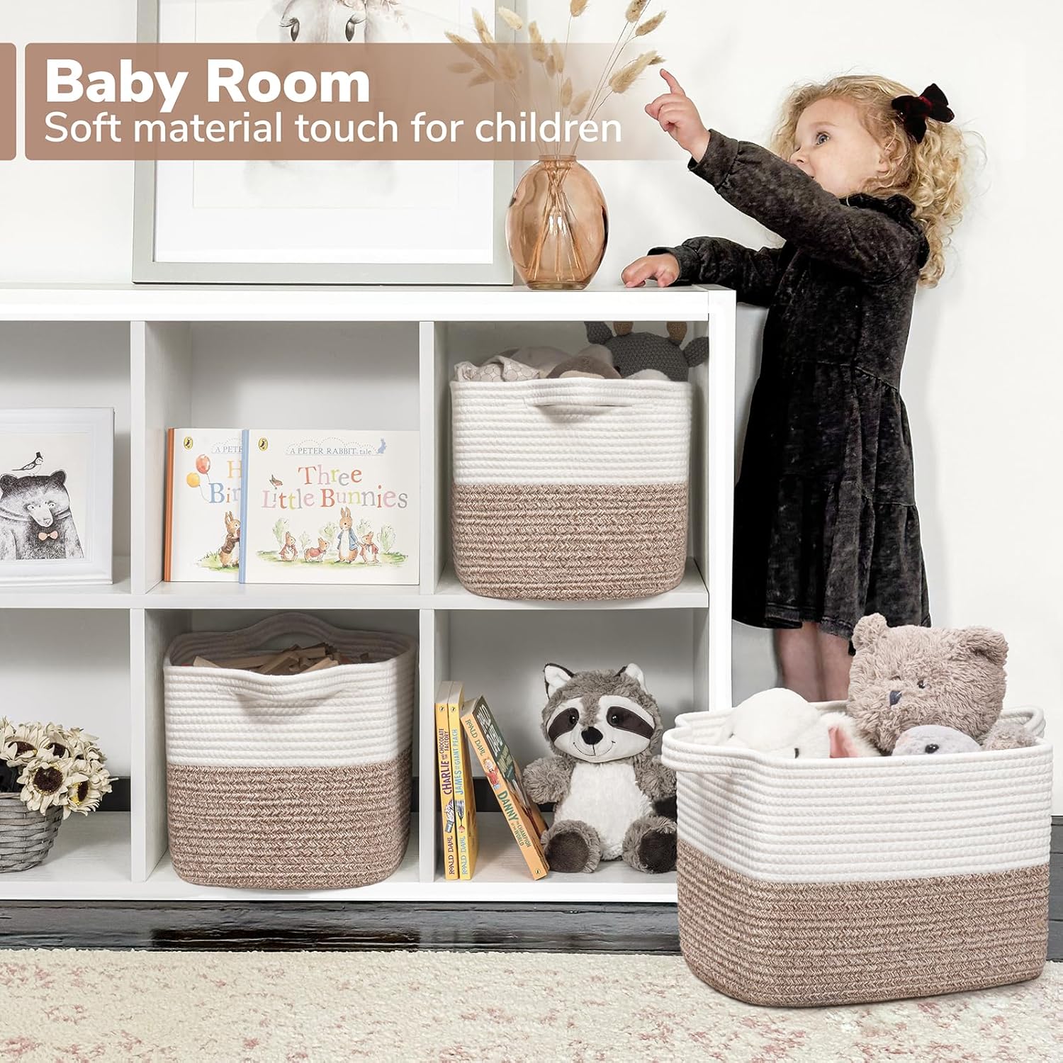 Woven Basket / Cube Storage Bins / Brown / 13"L x 10"W x 9"H