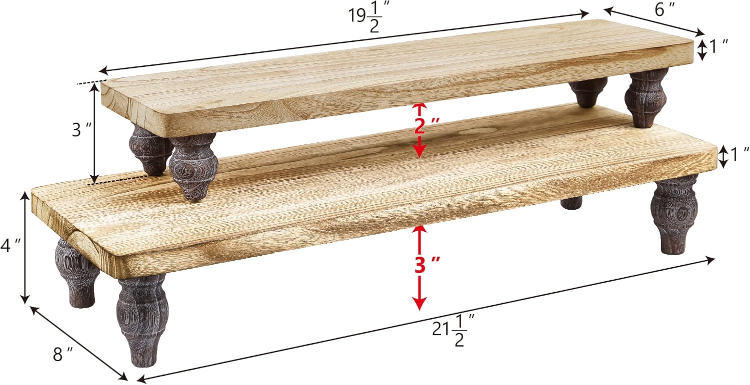 Countertop Dessert Serving Stand / Oak / Set of 2