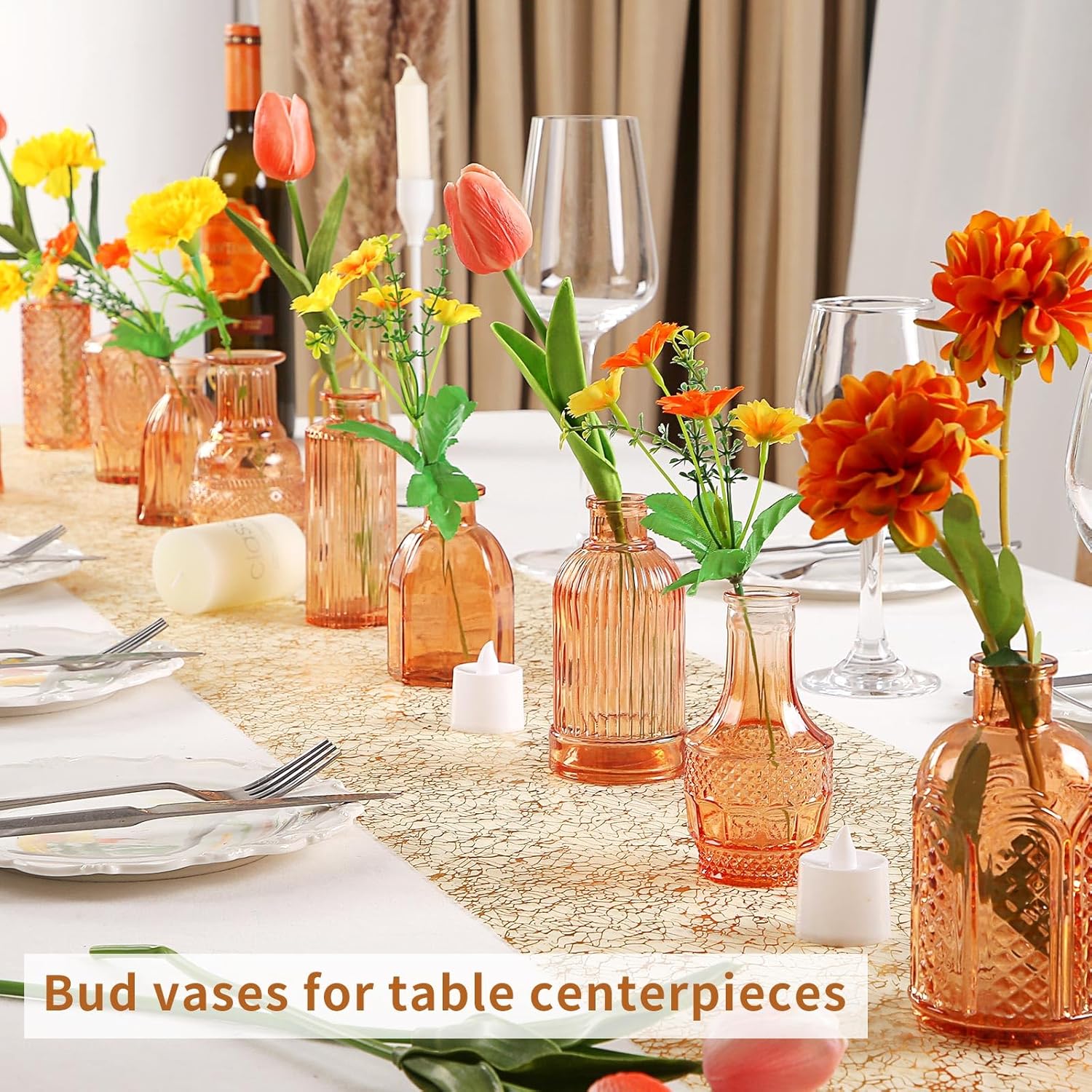 Valentine's Day Glass Bud Vases / Amber / Set of 30