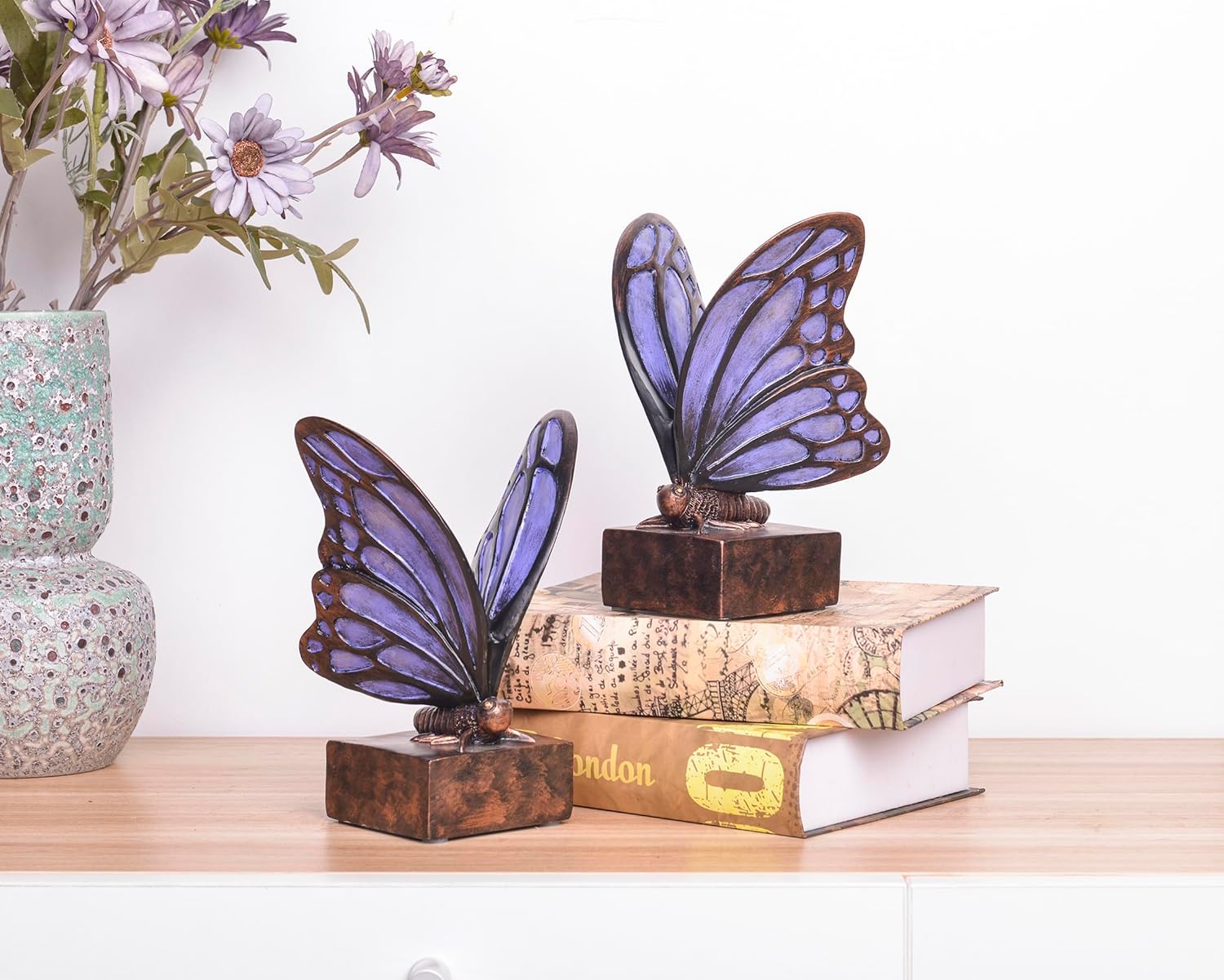 Vintage Butterfly Bookends / Purple