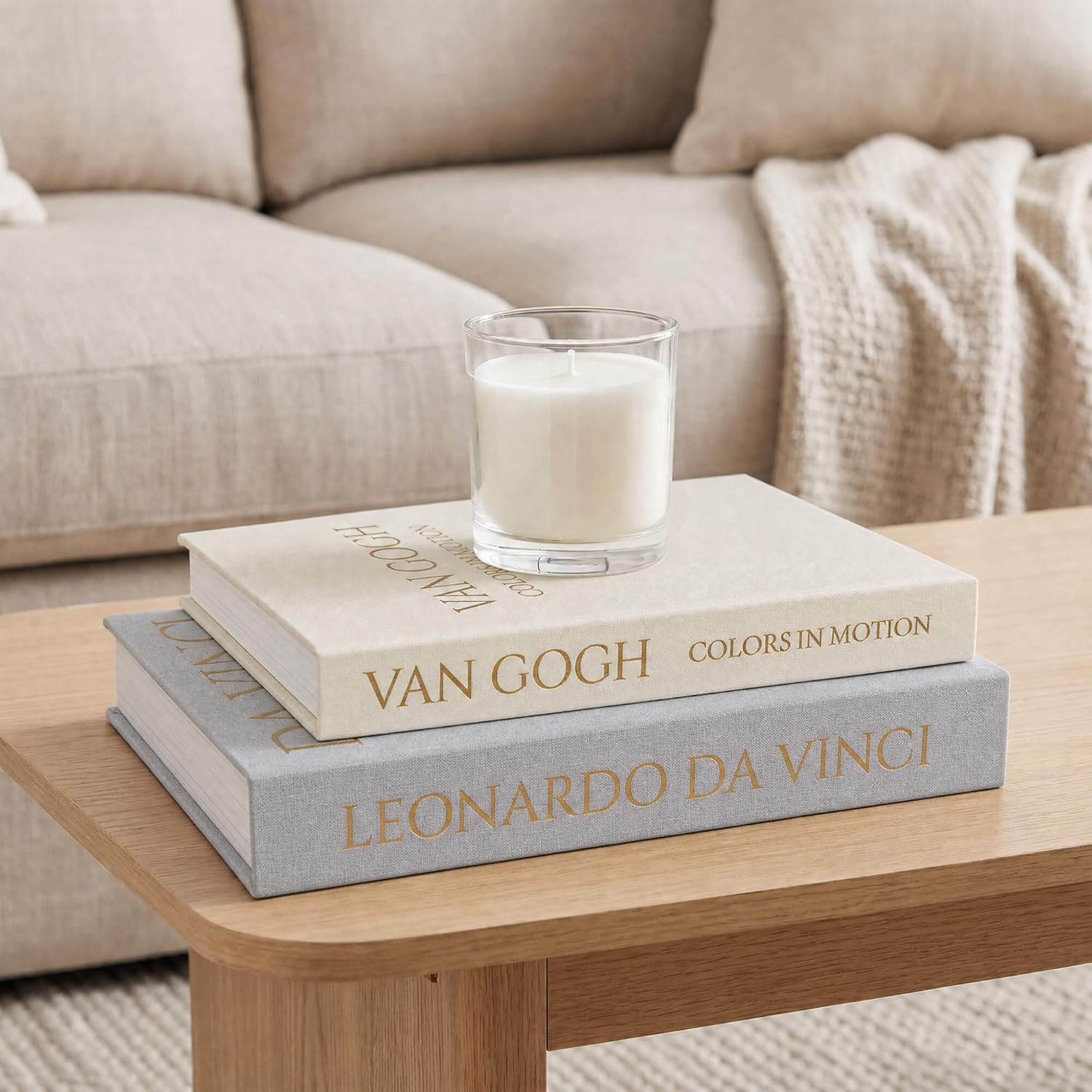 Decorative Linen Book / Grey-beige / Set of 2
