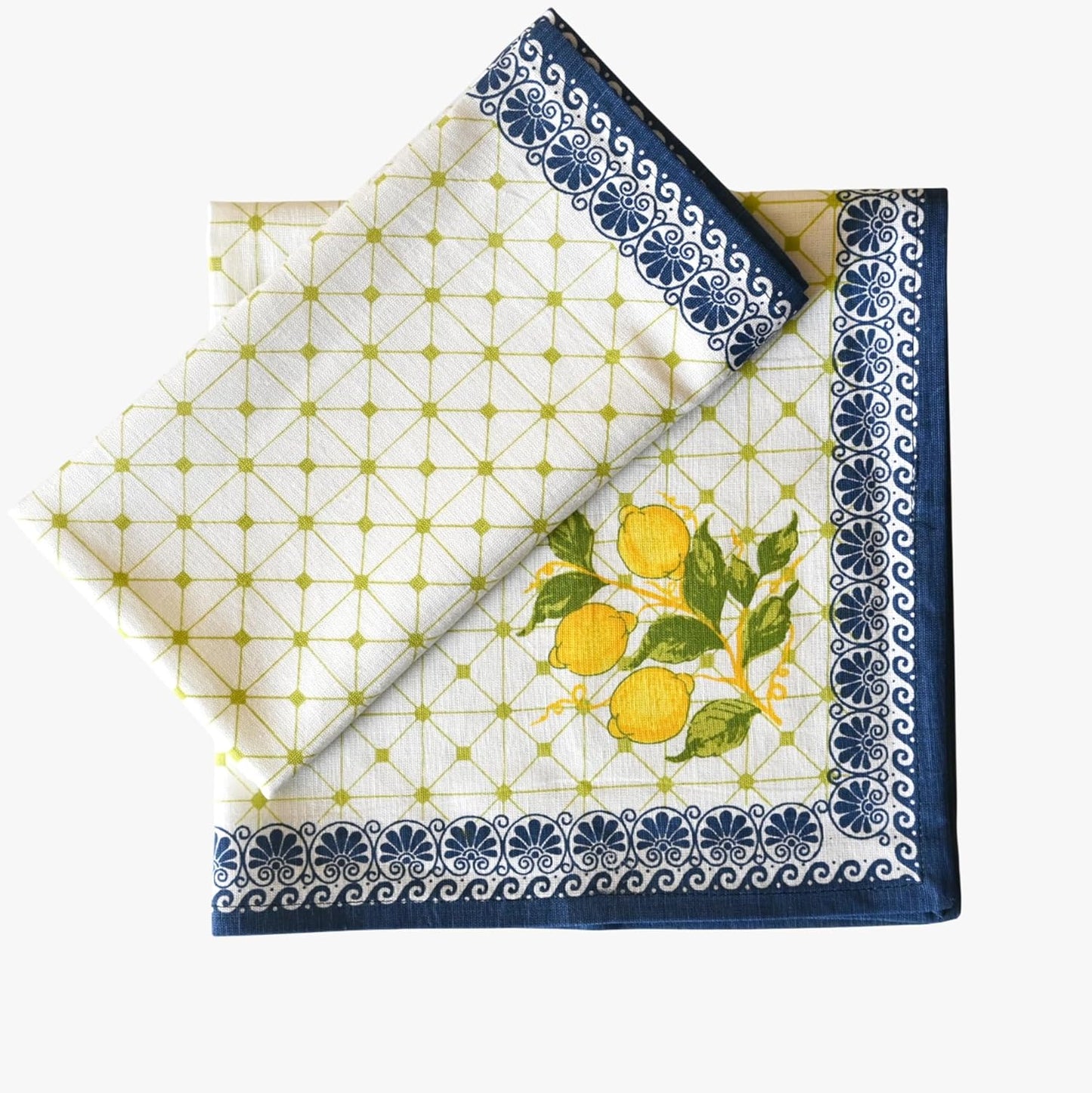 FINGERCRAFT Cloth Napkins Set of 12 Cotton Linen, 20x20 Inch, Lemon Leaf | Mitered corner, washable, soft, absorbent