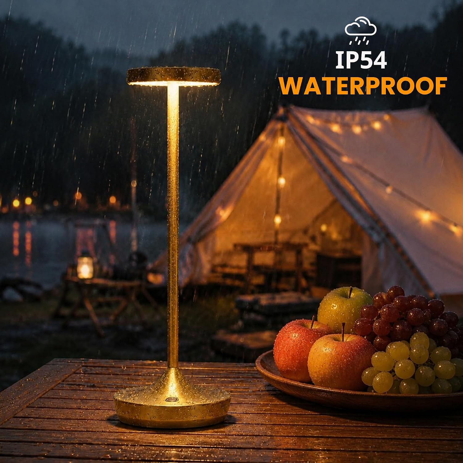 2 Pack Gold Cordless Table Lamps, Rechargeable 6000mAh, 72H Runtime | Stepless Touch Dimming with 3 Color Modes &