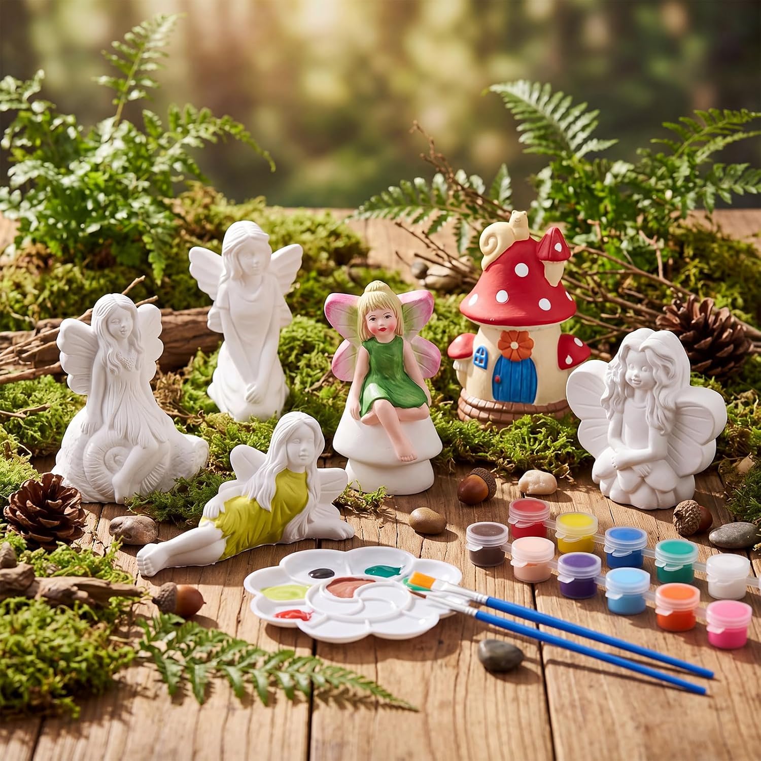 Ceramics Fairy to Paint Ready to Paint Your Own Fairy / Fairy Mushroom Houses / White / Set of 6