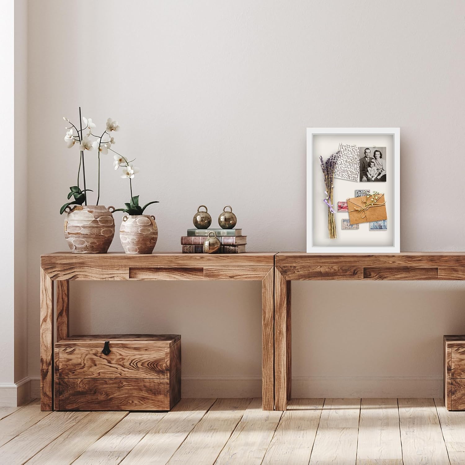 Americanflat 12x16 Shadow Box Frame - Engineered Wood - White | Polished plexiglass front, 1.5 inch interior depth