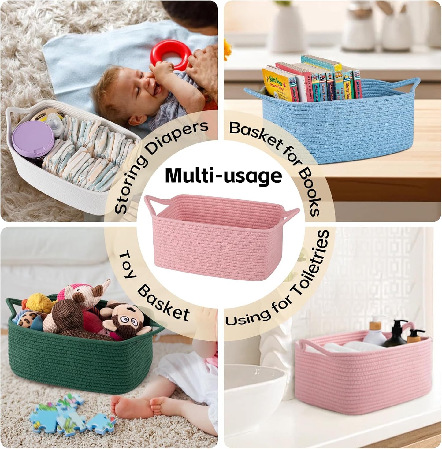 Woven Basket / Storage Baskets / Blue / Medium: 13.5l*10w*6h