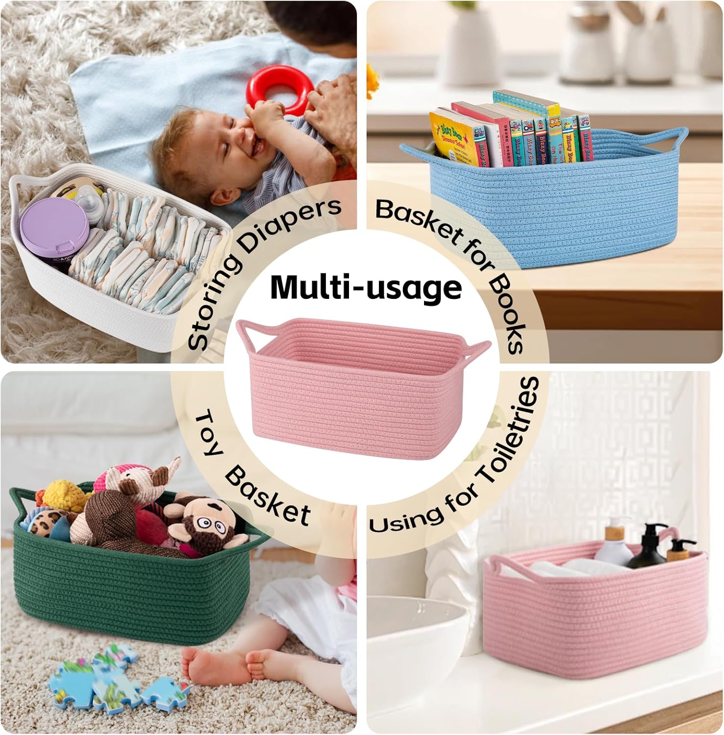 Woven Basket / Storage Baskets / Blue / Medium: 13.5l*10w*6h