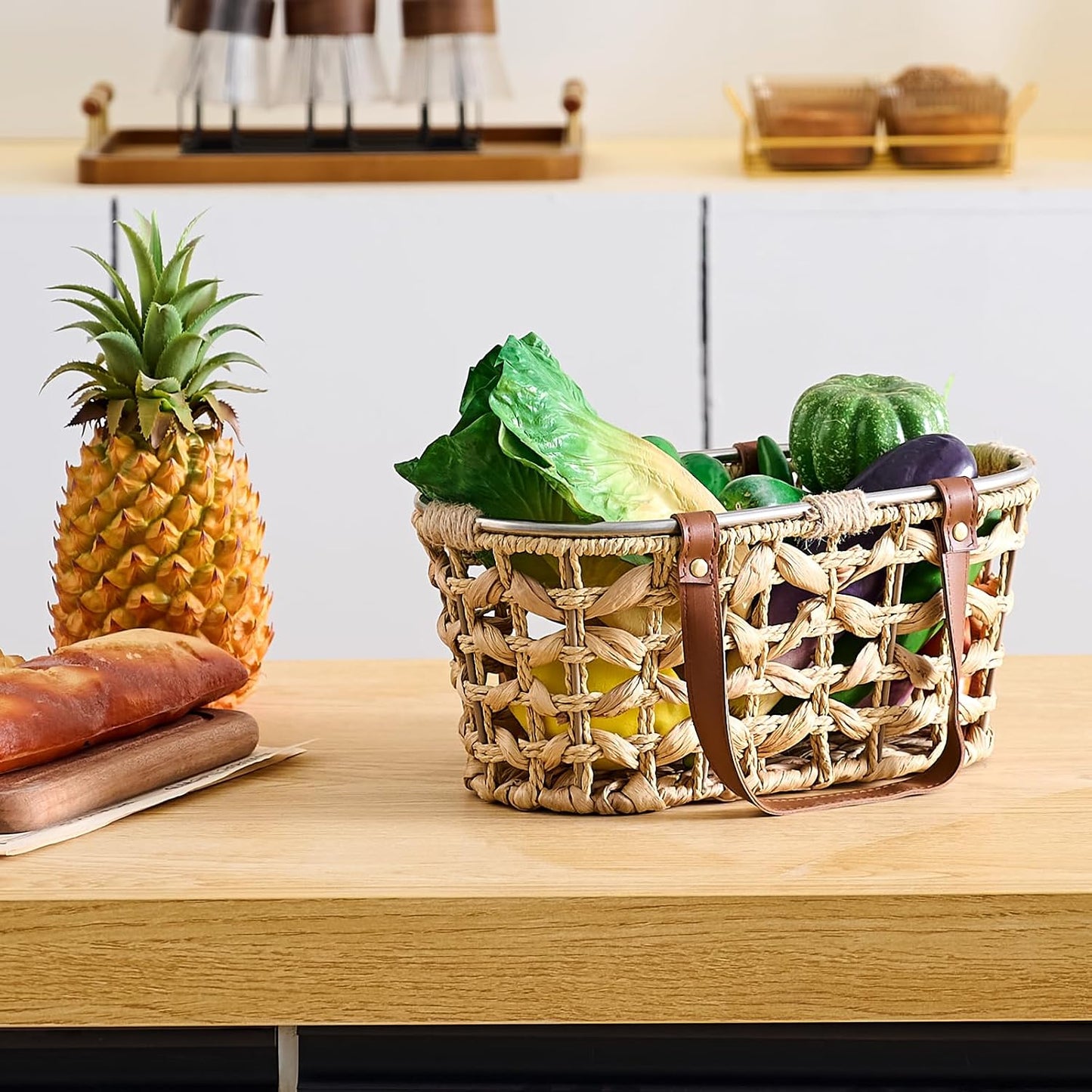 Egg Baskets for Collecting Fresh Eggs Farmhouse Handmade Wicker Hyacinth Egg / Oval-water Hyacinth
