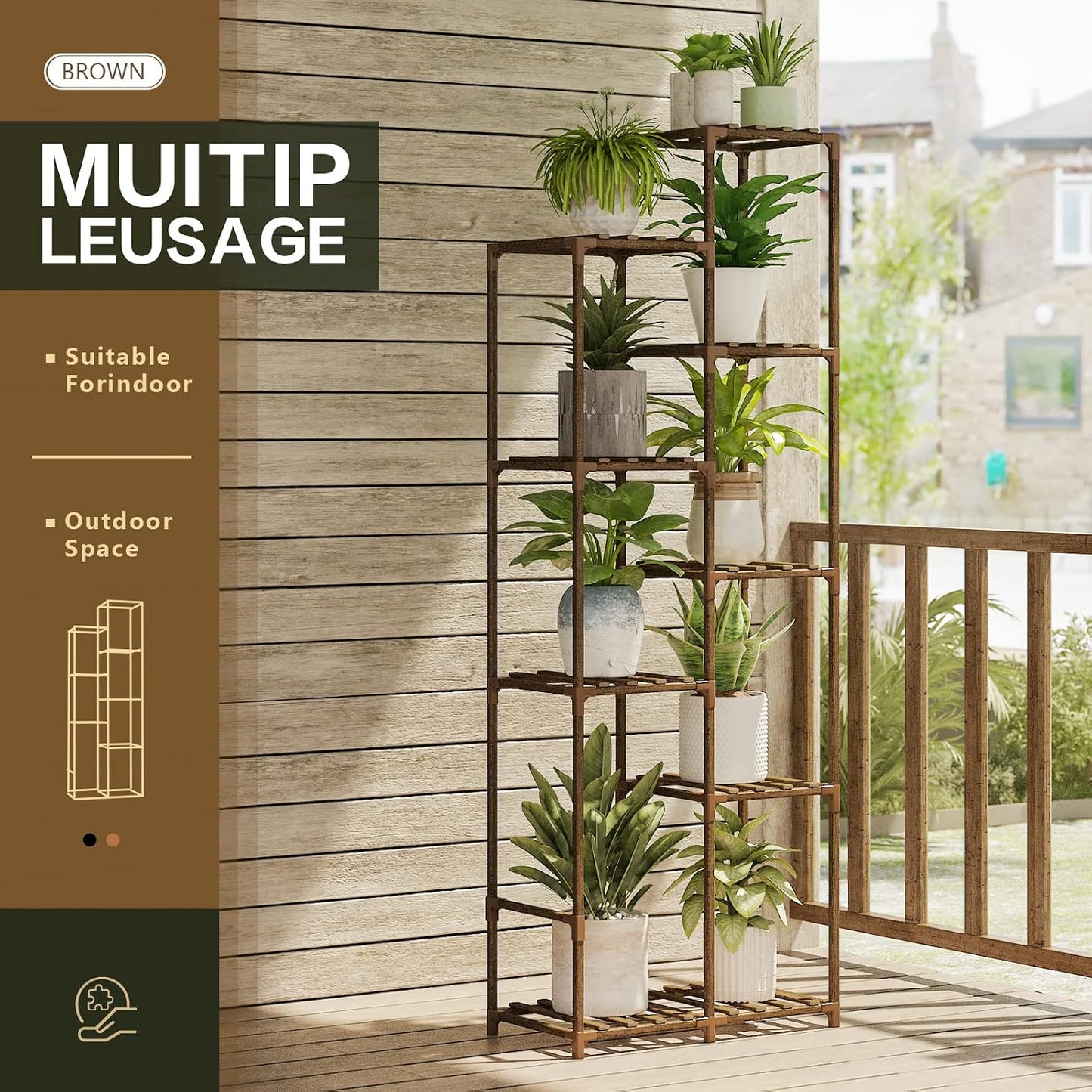 Bamworld 62 " Tall Plant Stand for Indoor Plants Outdoor Corner Plant Shelf | Flower Stands for Living Room Balcony and