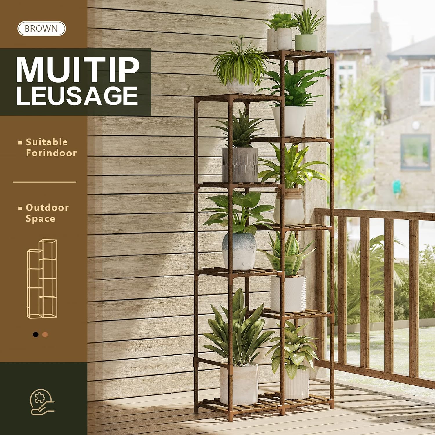Bamworld 62 " Tall Plant Stand for Indoor Plants Outdoor Corner Plant Shelf | Flower Stands for Living Room Balcony and