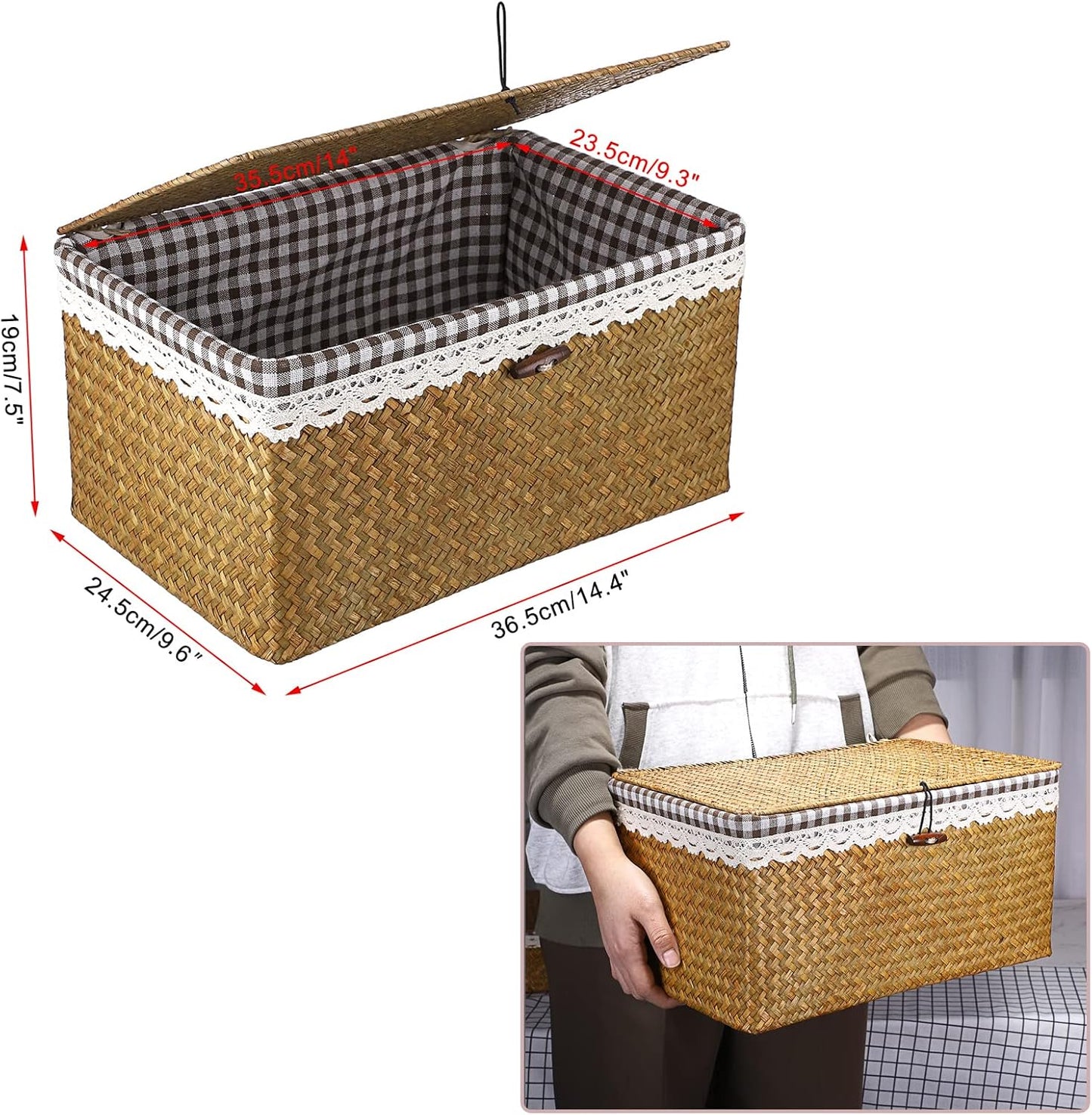 Wicker Storage Basket Bin / Large / Caramel