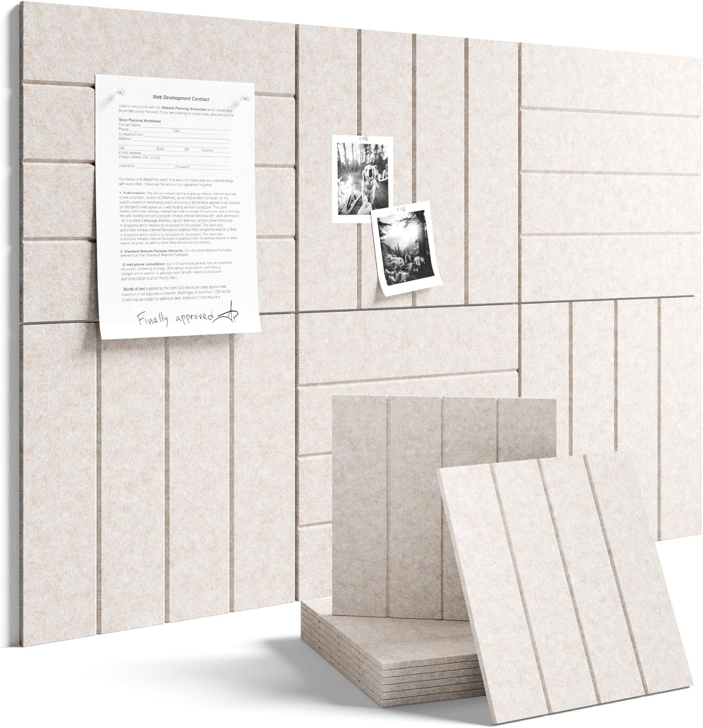 Fluxynara 36" x 24" Large Felt Bulletin Board, Oatmeal