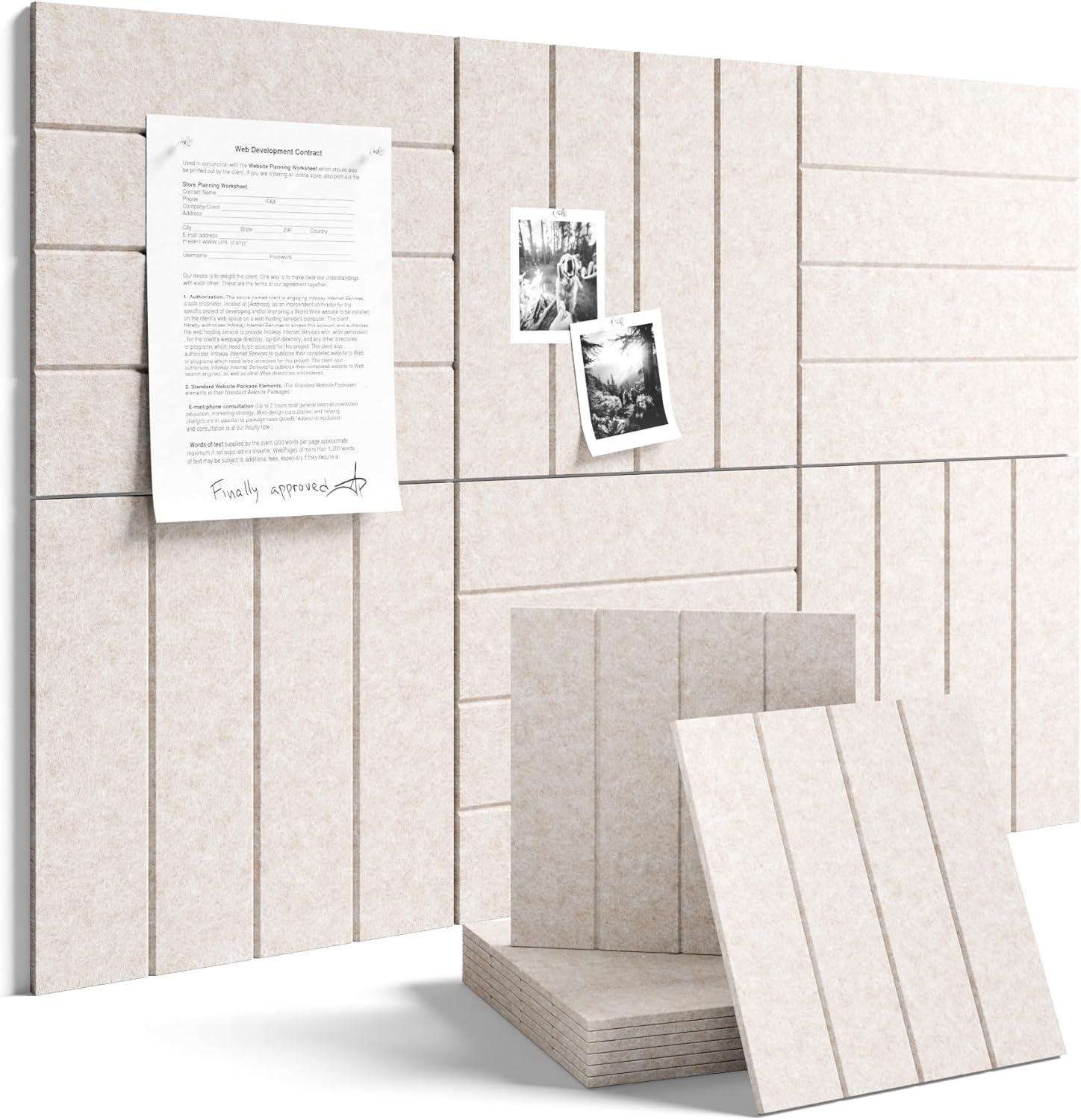 Fluxynara 36" x 24" Large Felt Bulletin Board, Oatmeal