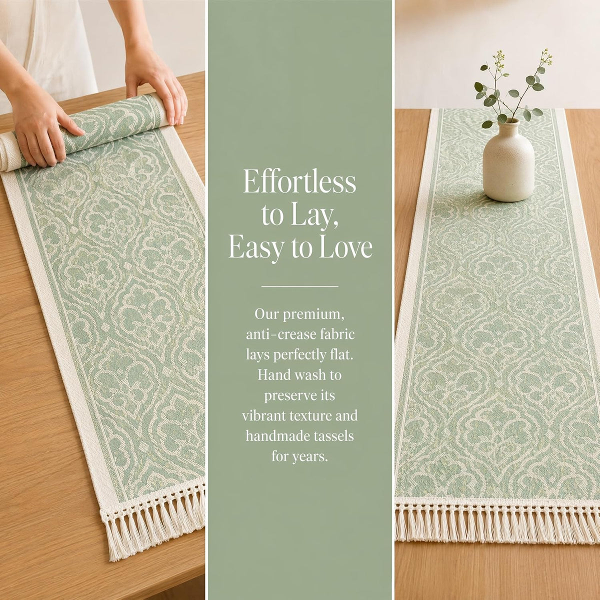 14x138 Botanical Table Runner Waterproof Floral Vine Boho Tassels | Planning a rustic wedding or banquet? This