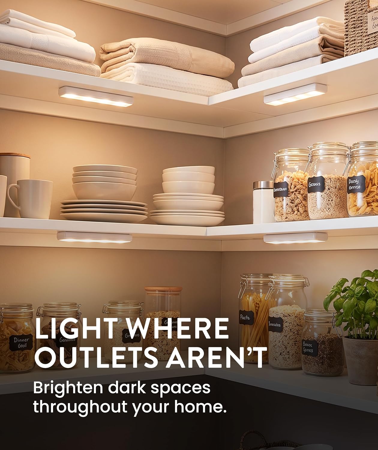 0.6" Ultra-Thin Wireless Under Cabinet Lights - 4 Pack, 8.5"L Battery-Operated LED Fixtures with 2 Remotes 3000K Warm