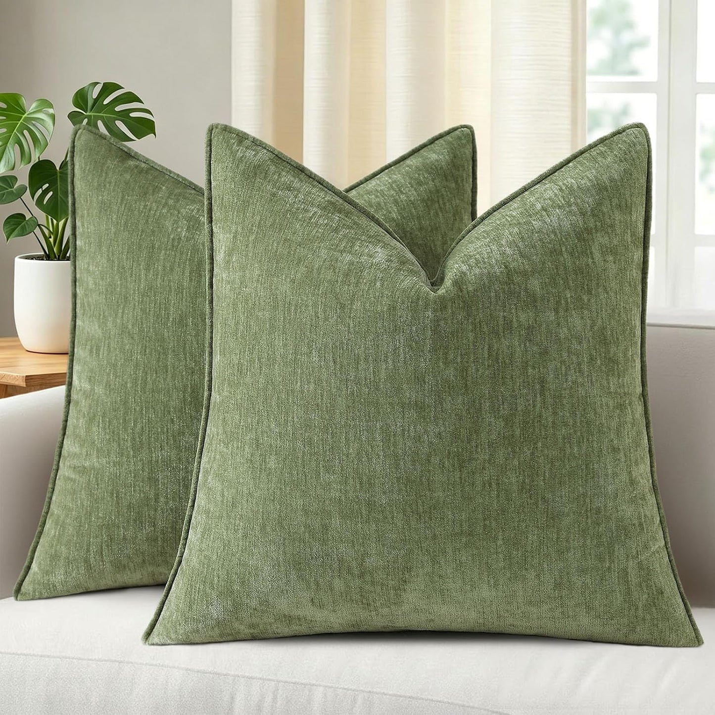 MIULEE Soft Corduroy Decorative Throw Pillow Covers Army Green 20x20