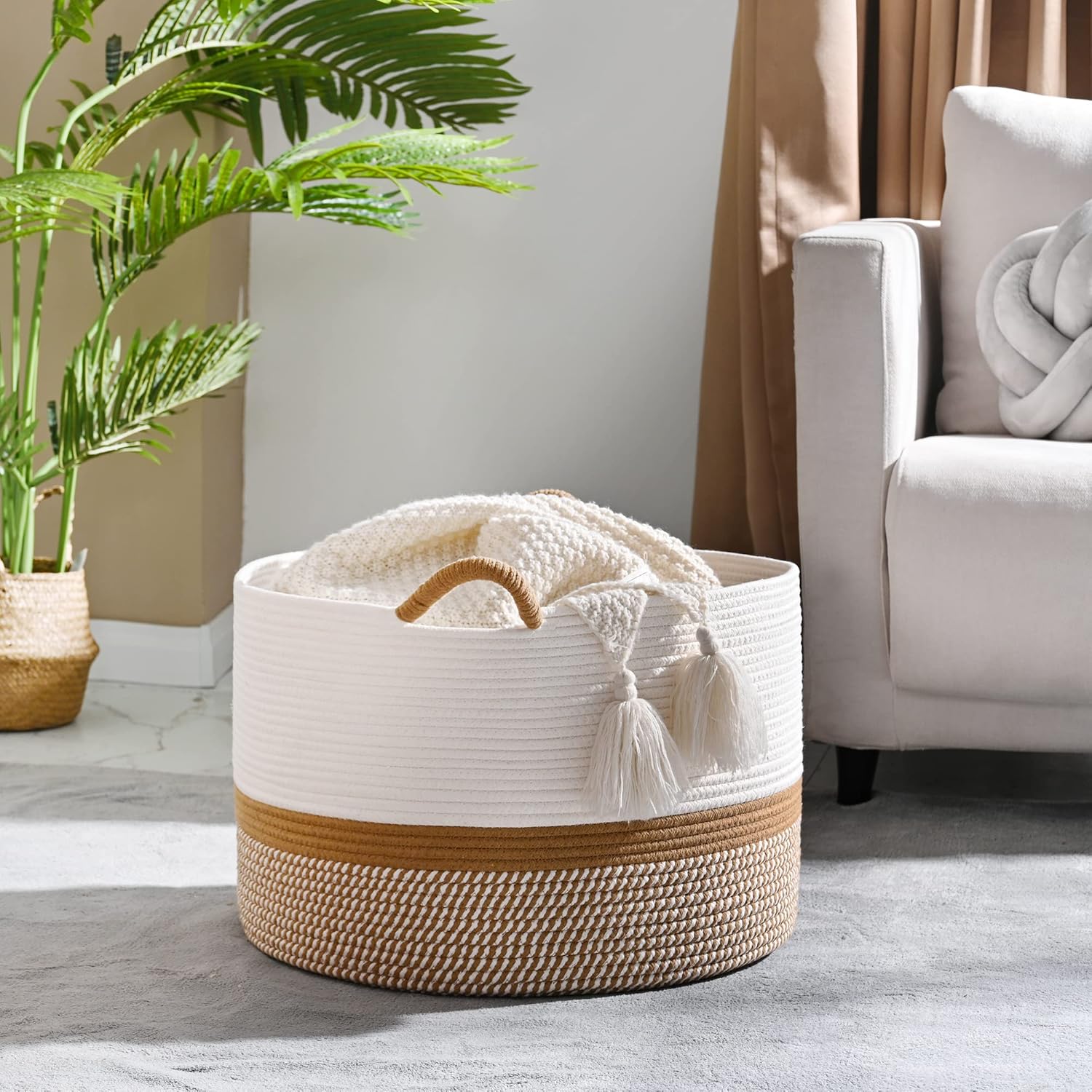 Woven Baskets for storage Baby Laundry Hamper / Brown / 20 x 13
