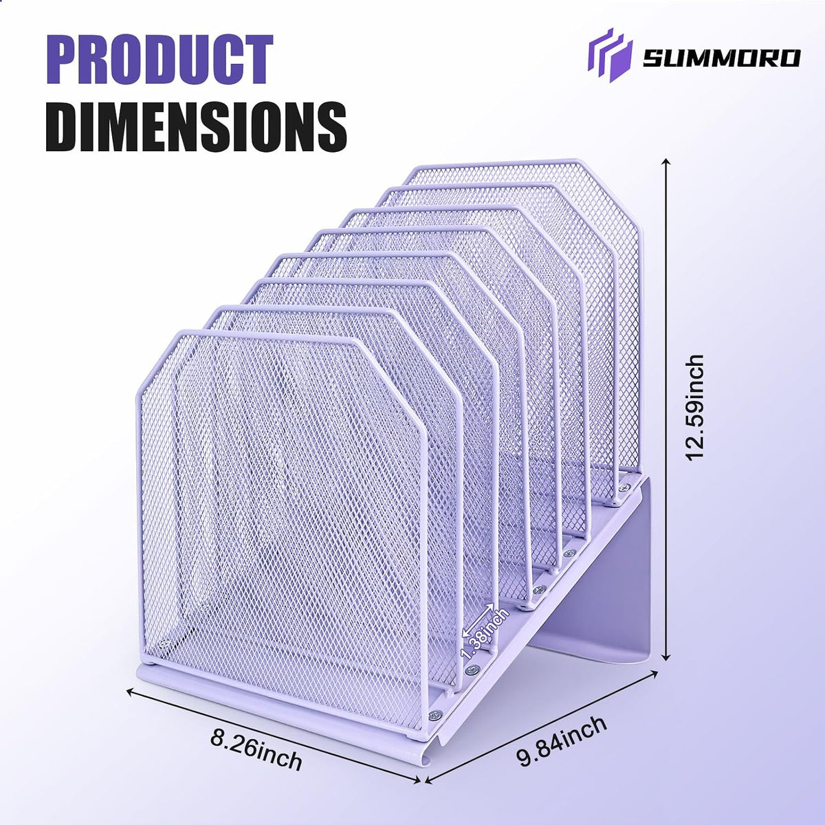 SUMMORO Inclined File Organizer for Desk, 7-Section Vertical File Holder | Office Desk Organizer Metal Rack File