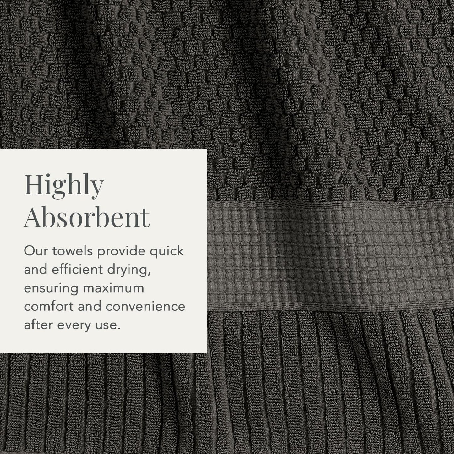 NY Loft 100% Cotton 6-Piece Bath Towel Set | Dark Grey | Quick-Dry | 30" x 52" Bath Towels | 16" x 28" Hand Towels