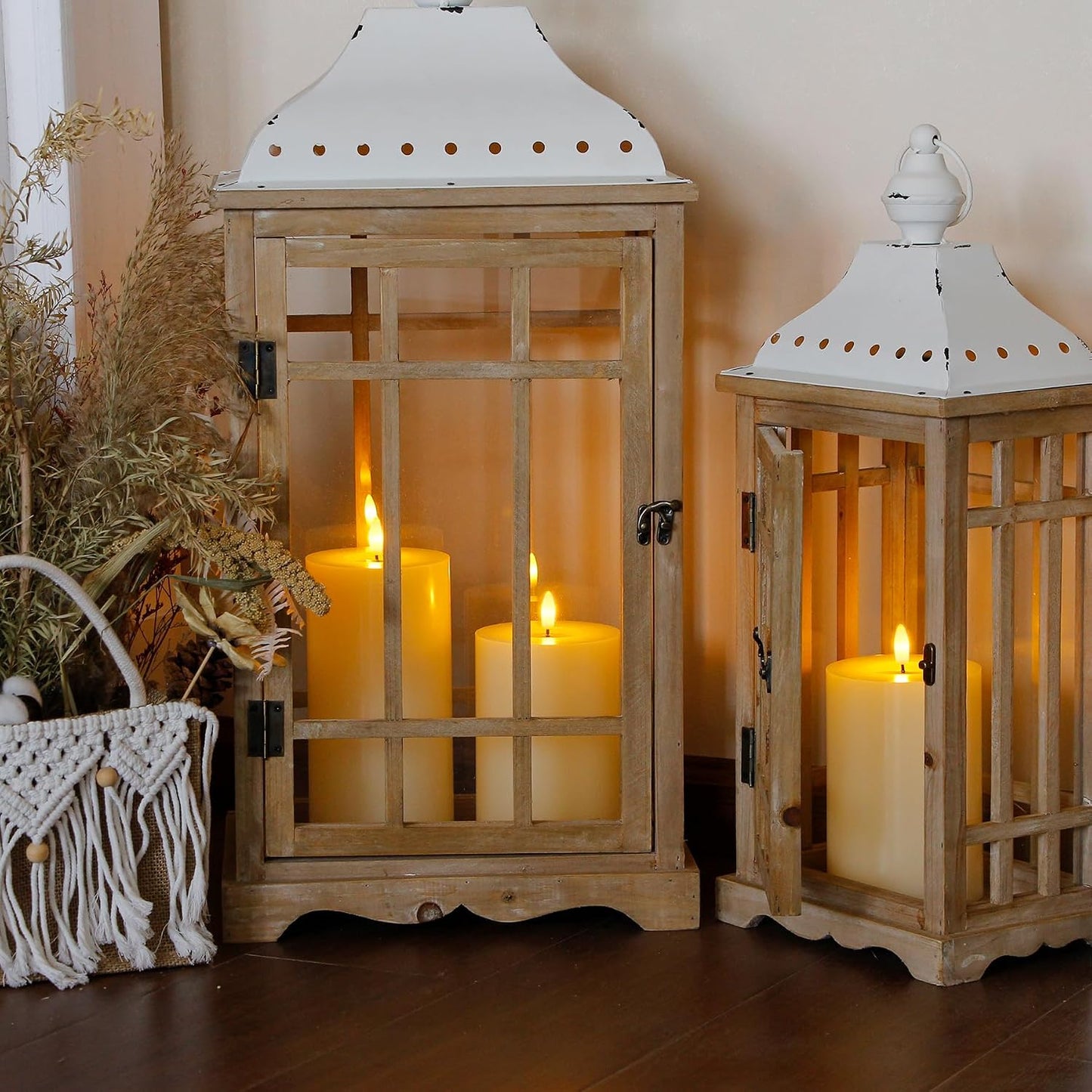 Flameless Flickering D: 4" H: 6" Real Wax Ivory Remote Candles with Candle Grease, Pack of 2 Timer LED Battery Operated