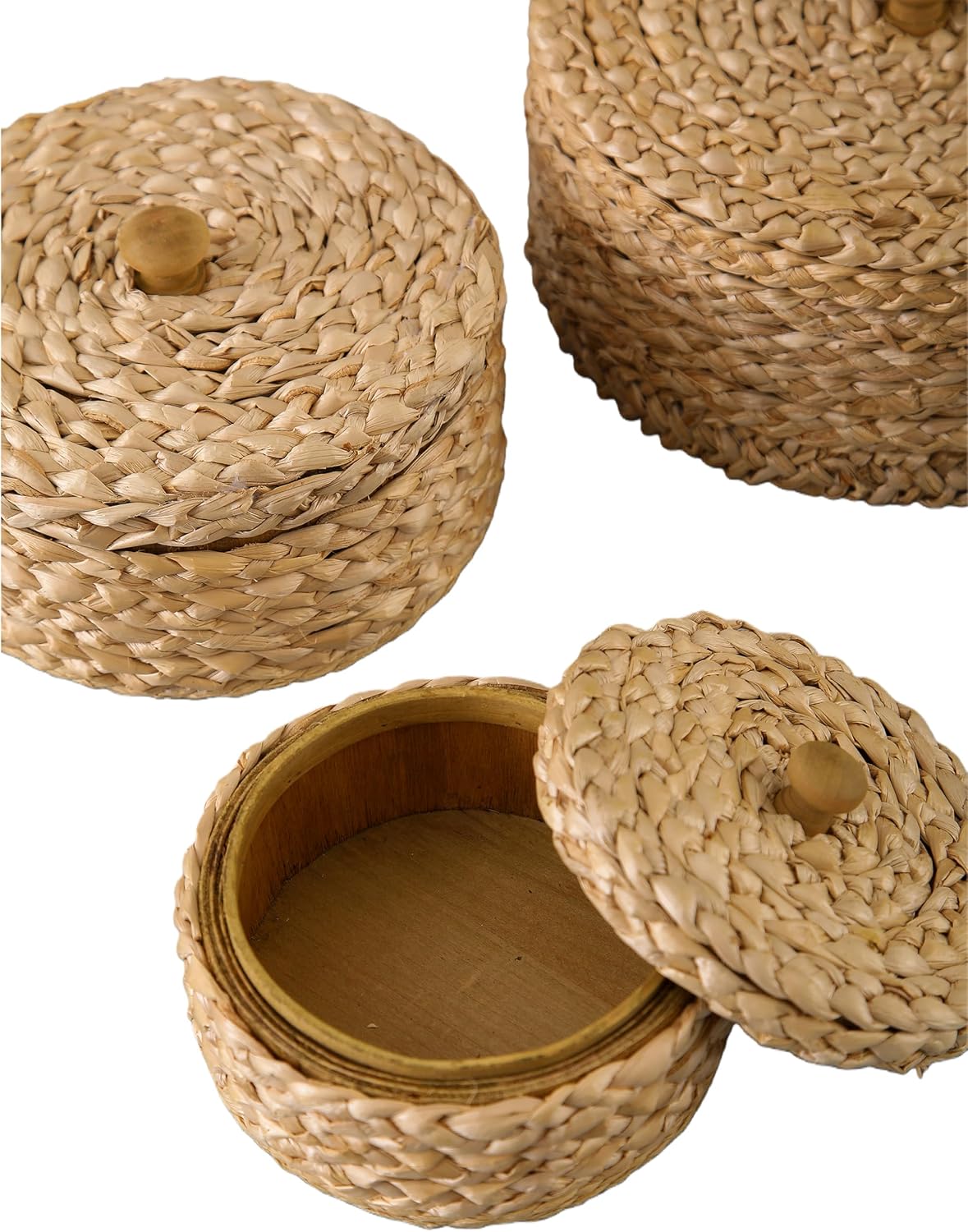 Boho Organizer / Handwoven Wicker Basket / Brown / Set of 3