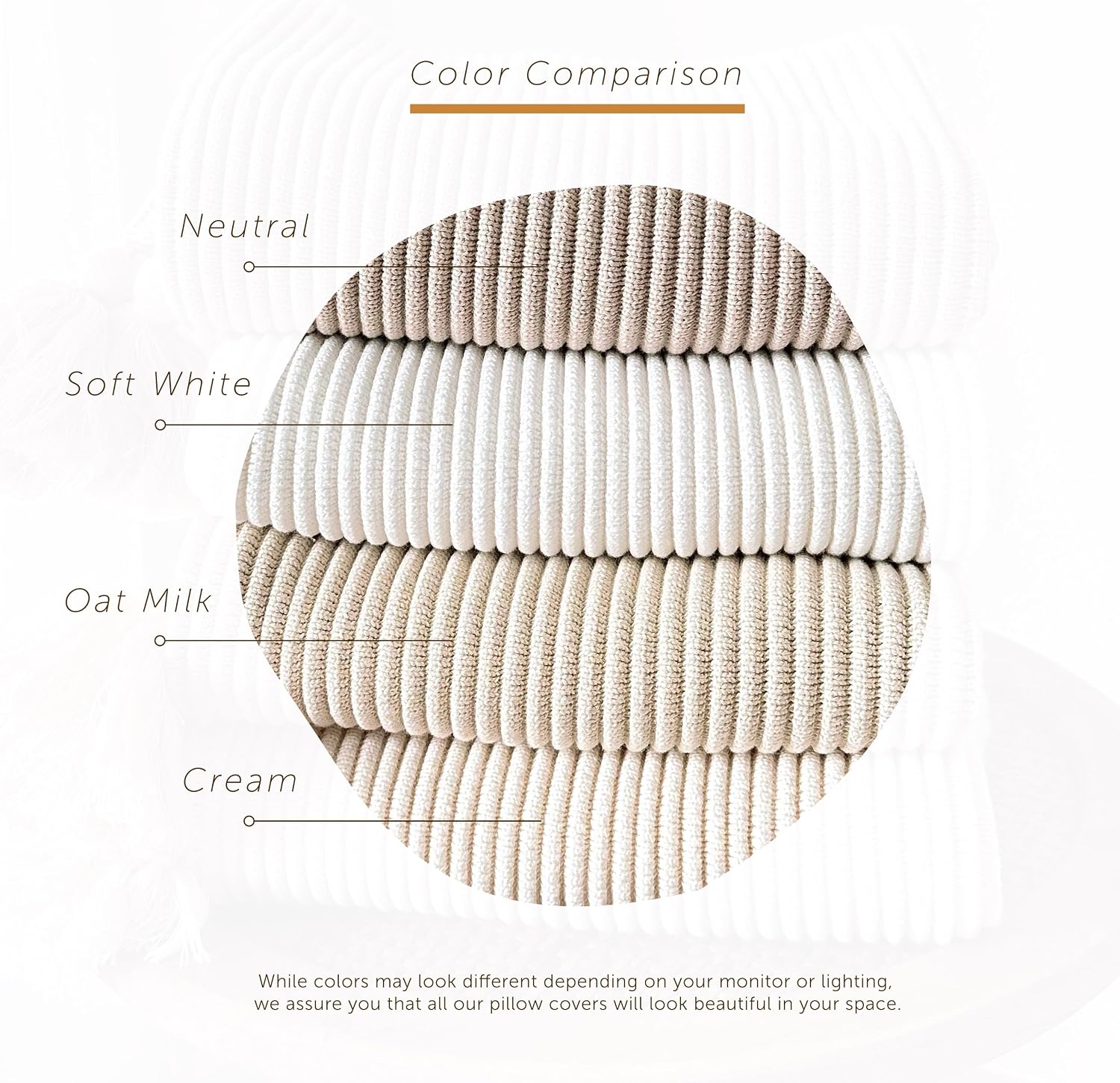 Soft Cotton Throw Pillow Cover / Neutral / 20 x 20 / Beige