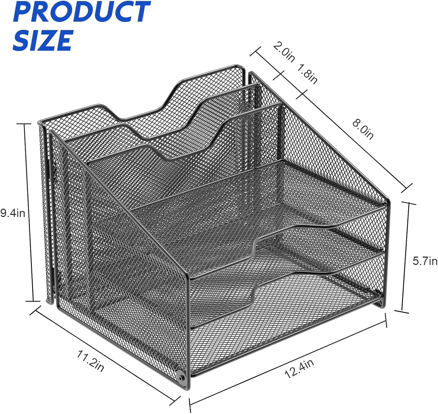 Samstar Desk File Organizer, Mesh Letter File Folder Holder with 3 Paper Trays and 2 Vertical Upright Section, for