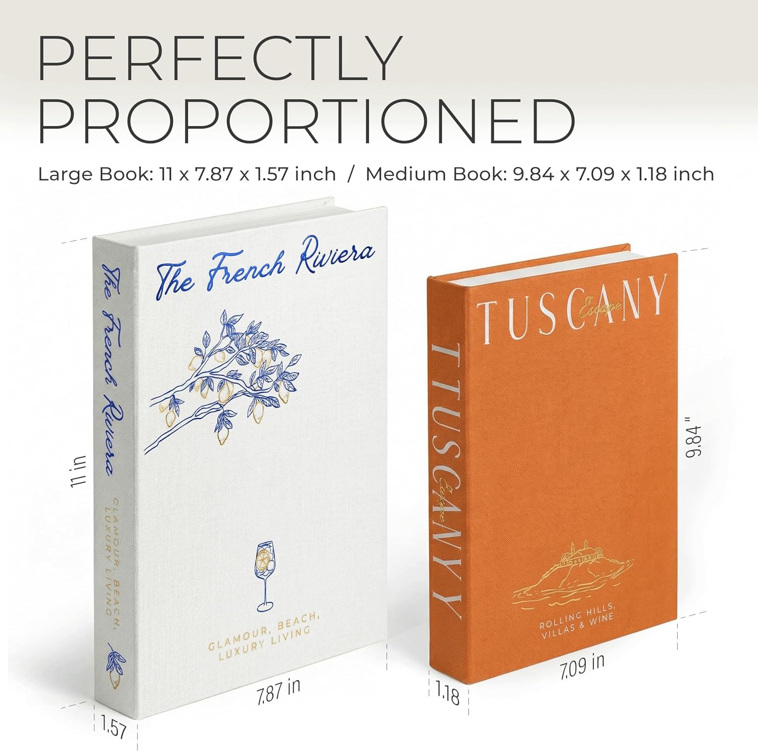 & White Linen Faux Books Decoration / Orange