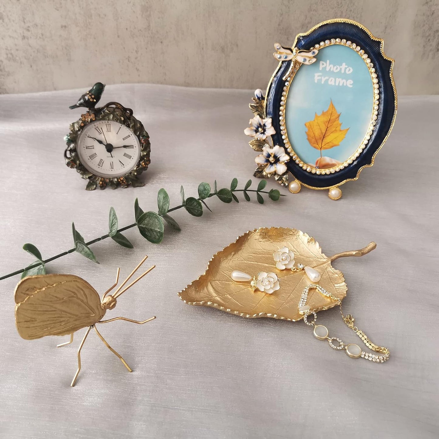 Metal Trinket Dish Leaf Shaped Ring Holder Jewelry Organizer Vanity Dish Tray / Single Mulberry Leaf