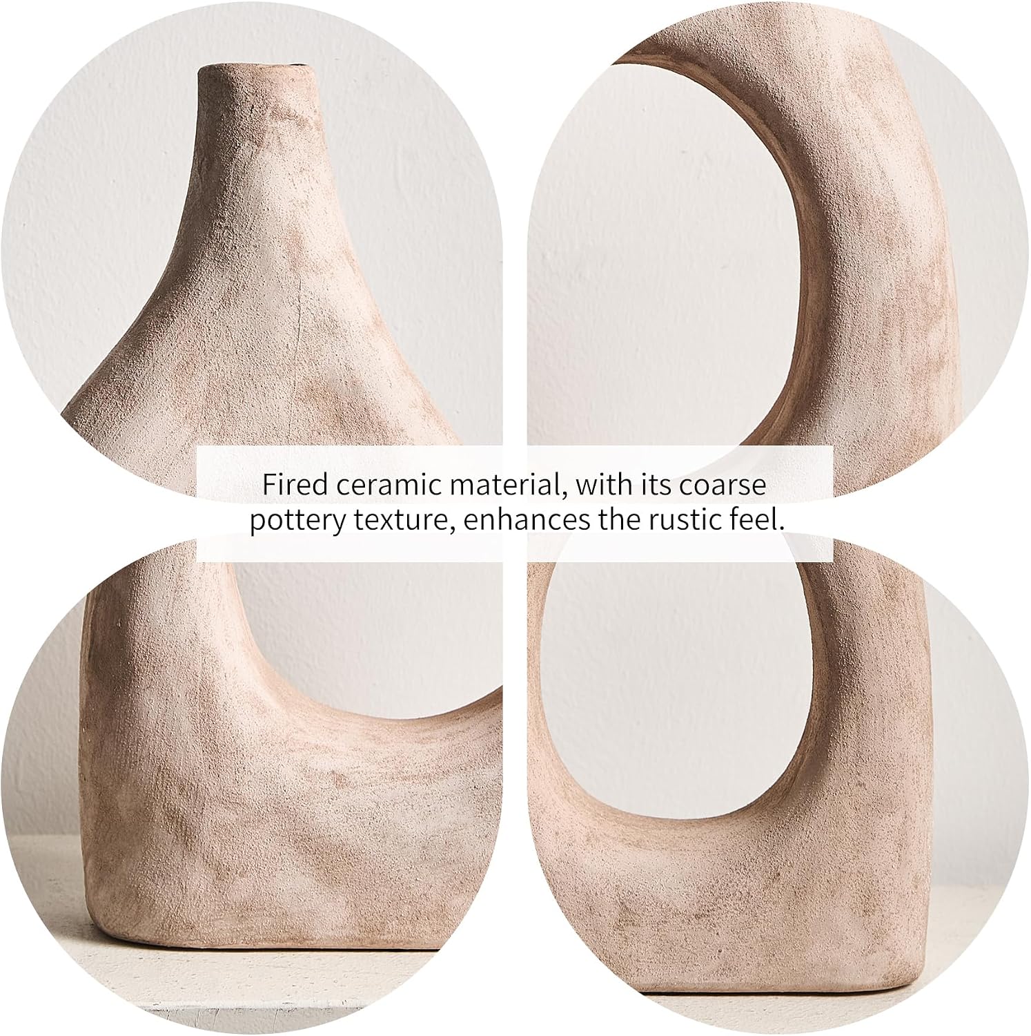 Large Boho Ceramic Floor Vase / Beige Large