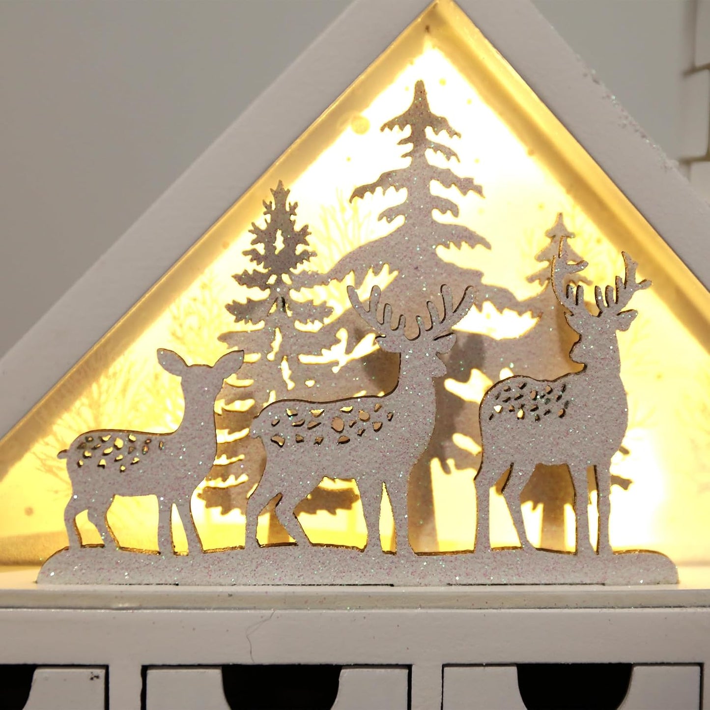 Wooden Christmas Advent Calendar House with 24 Drawers and Led Lights Countdown Calendars for Christmas Decoration