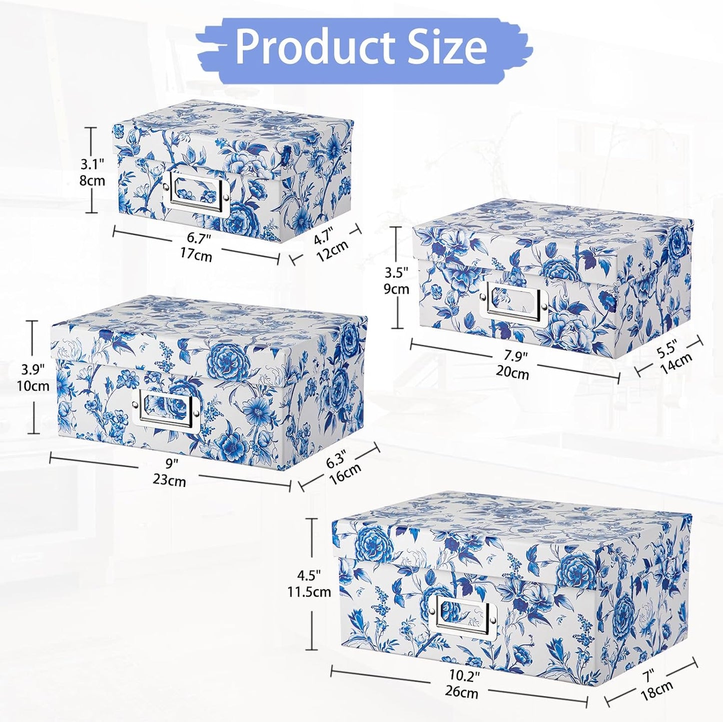 Decorative Storage Boxes / Blue and White69 / Set of 4
