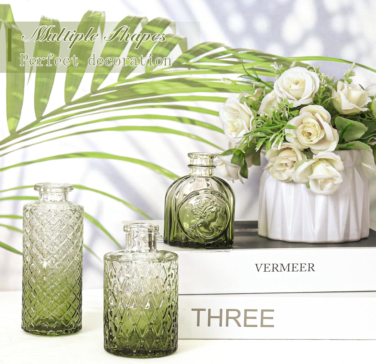 Glass Bud Vase Set / Ombre Green / Set of 12