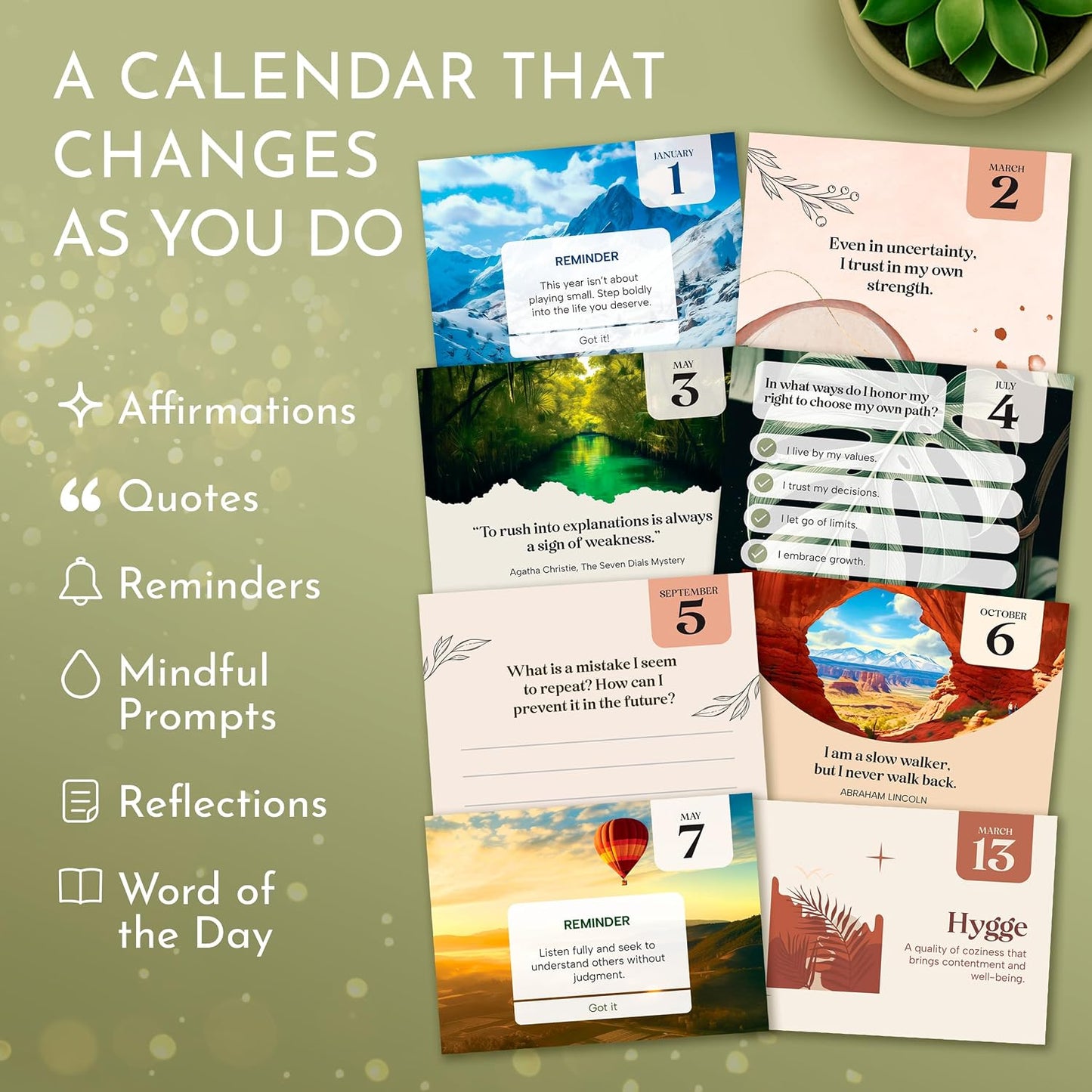 Mindfulness Desk Calendar for Women, 365 Perpetual Days of Self Care & Calm | Inspirational Gifts for Women, Daily